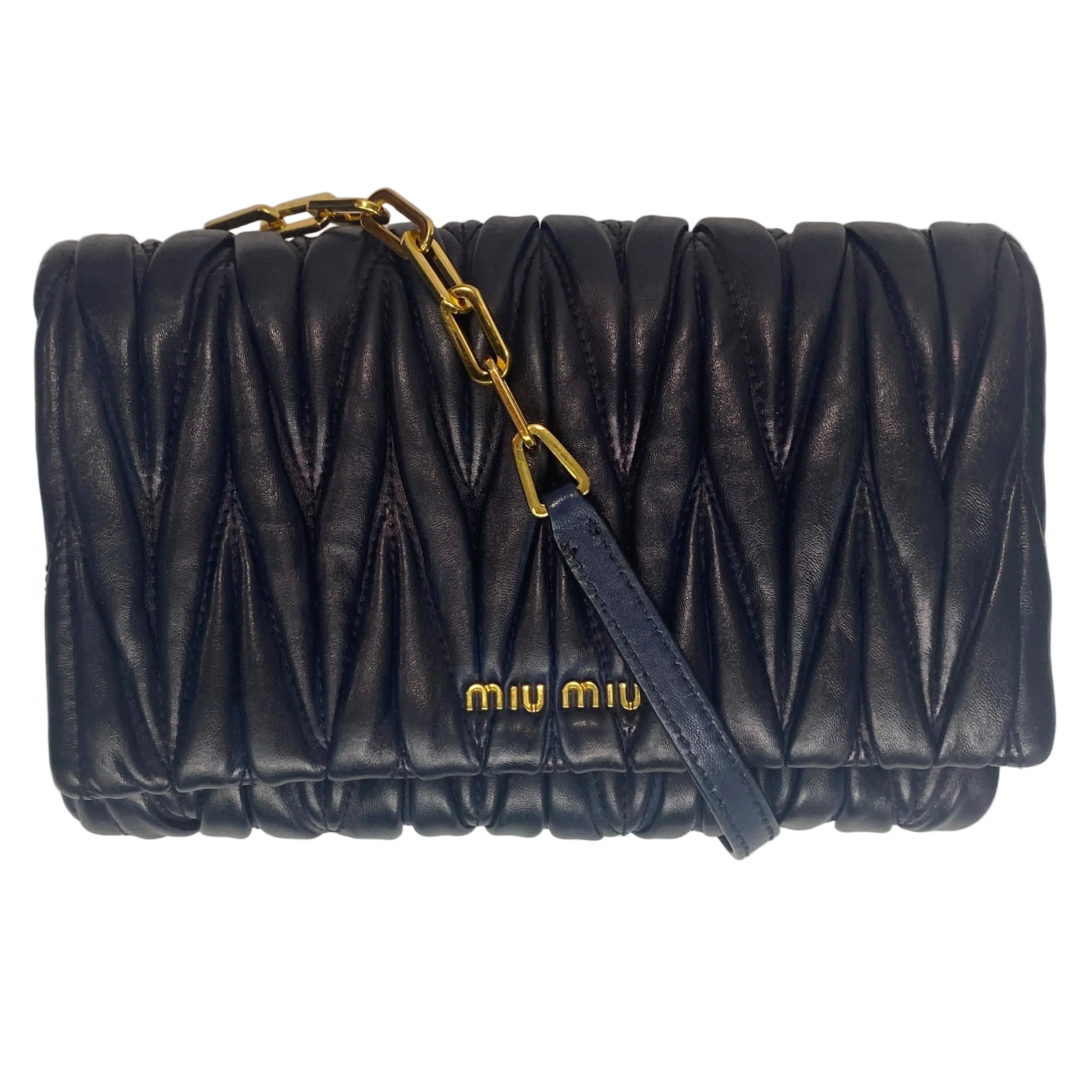 Miu Miu Navy Mini Matelasse Crossbody Bag