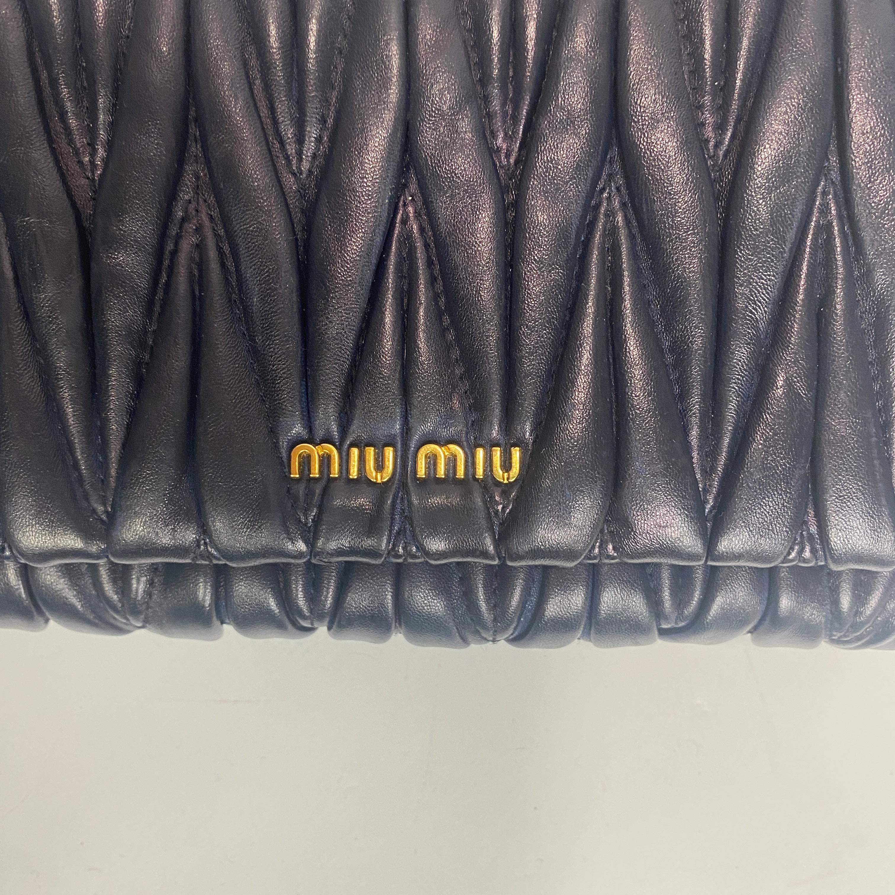 Miu Miu Navy Mini Matelasse Crossbody Bag