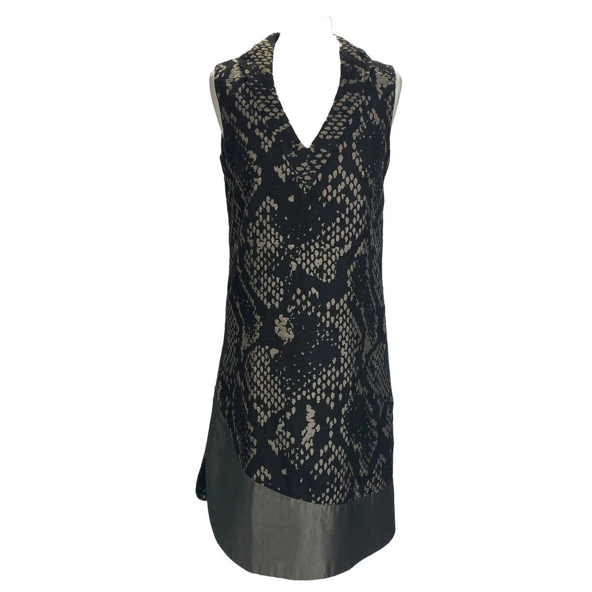 Issey Miyake £1100 Black & Pewter Jacquard Shift Dress S