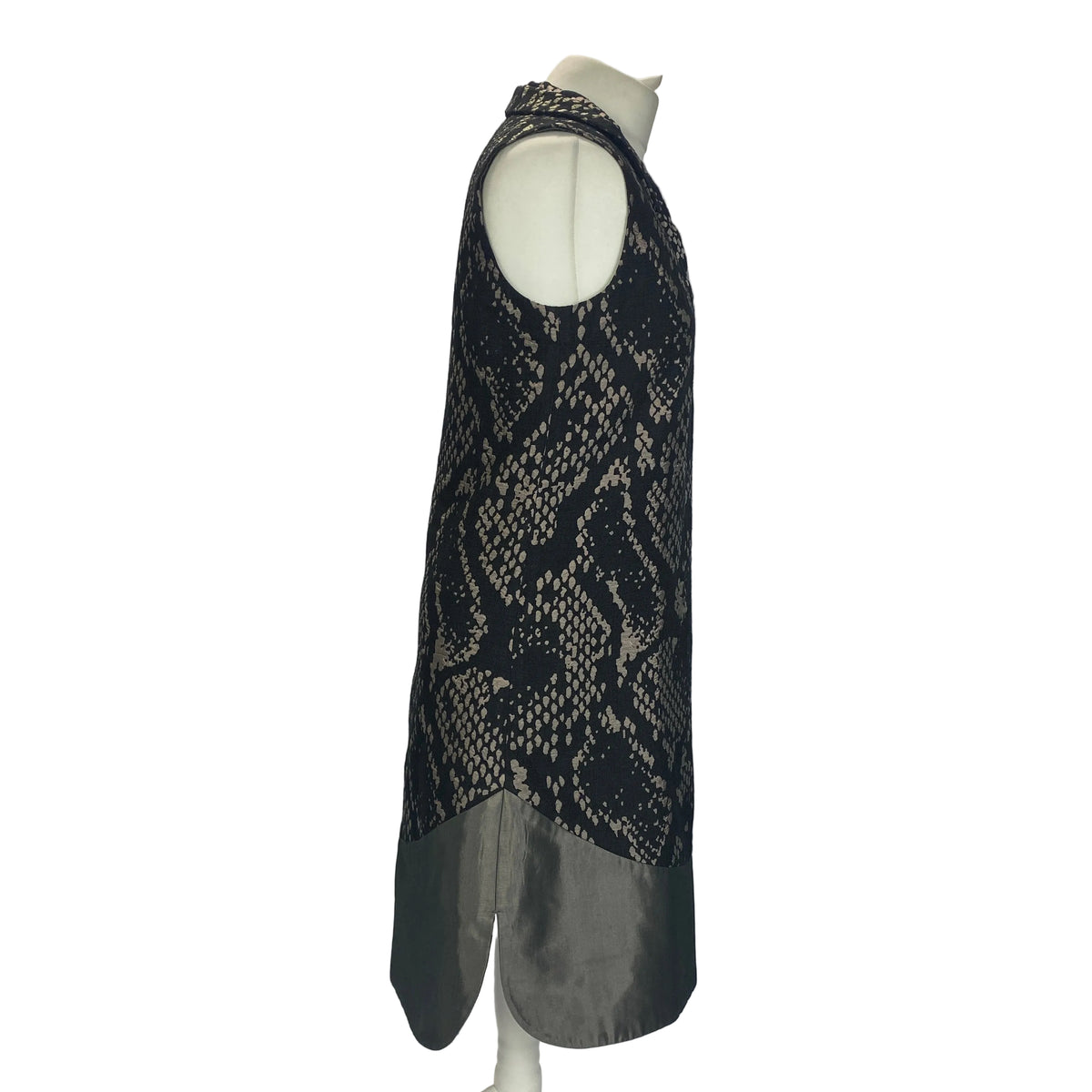 Issey Miyake £1100 Black & Pewter Jacquard Shift Dress S