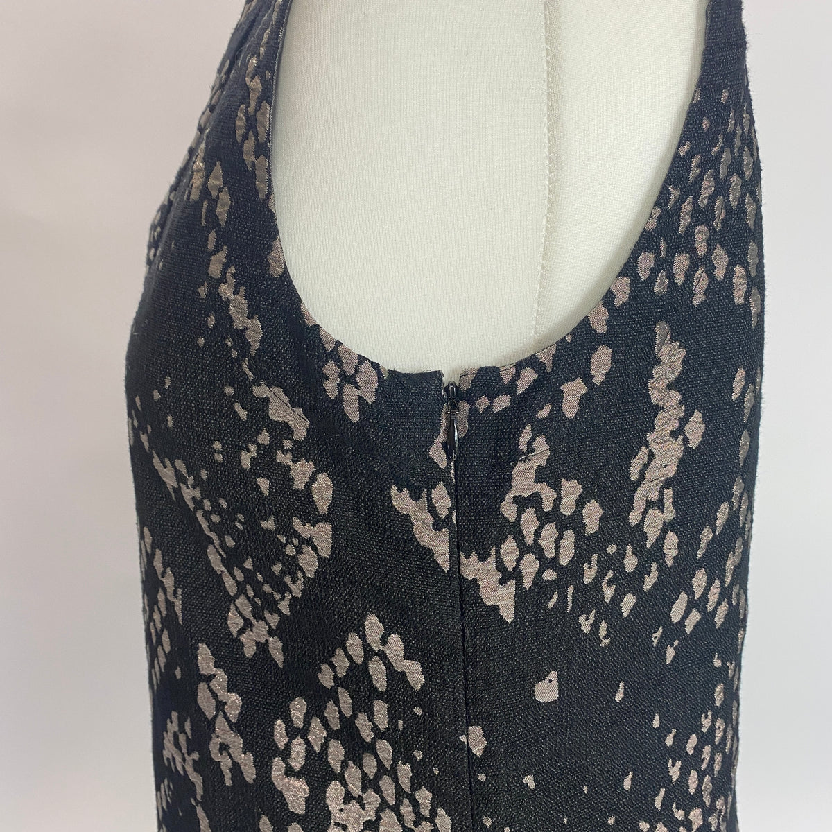 Issey Miyake £1100 Black & Pewter Jacquard Shift Dress S