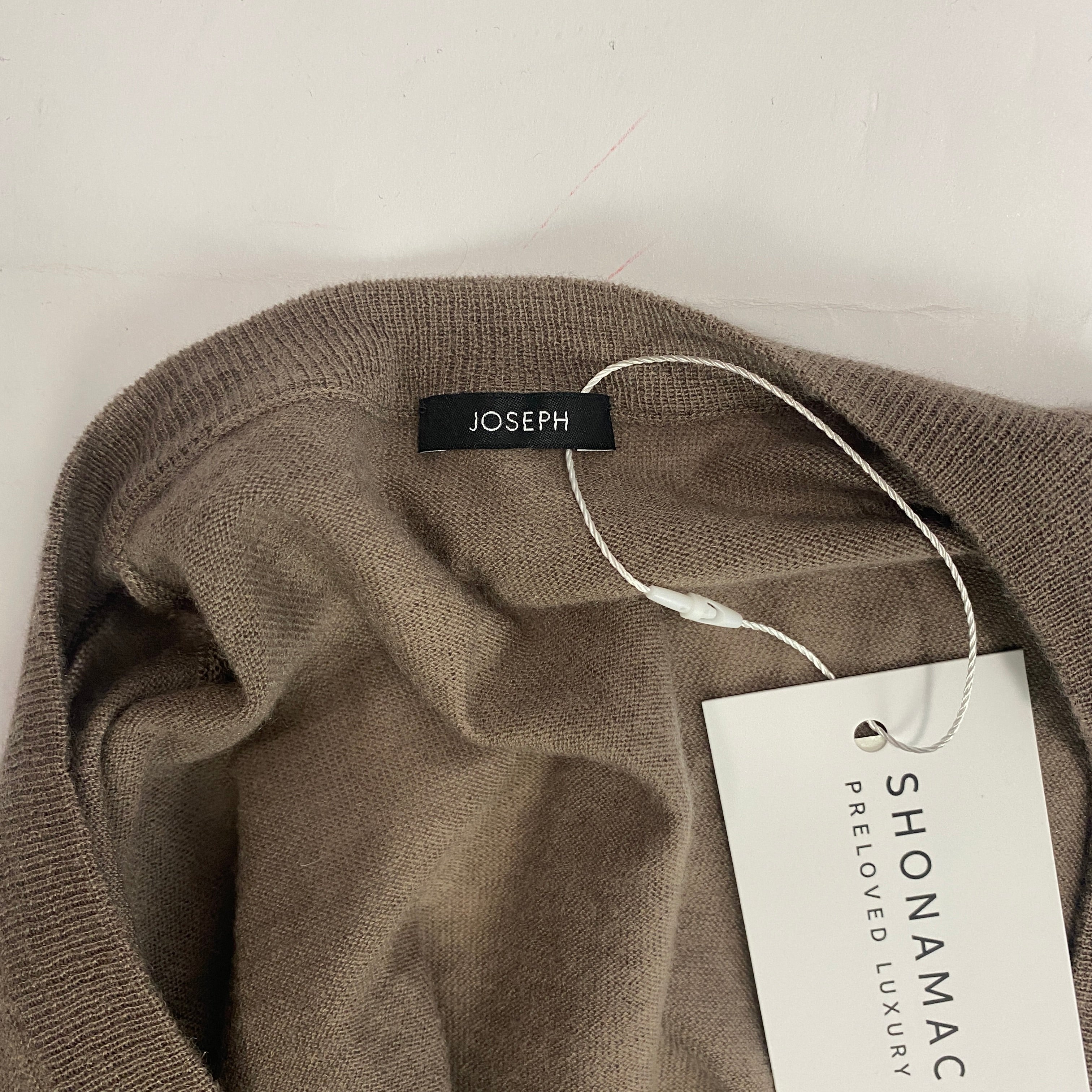 Joseph New £295 Superfine Cocoa Cashair V Neck Sweater XXS