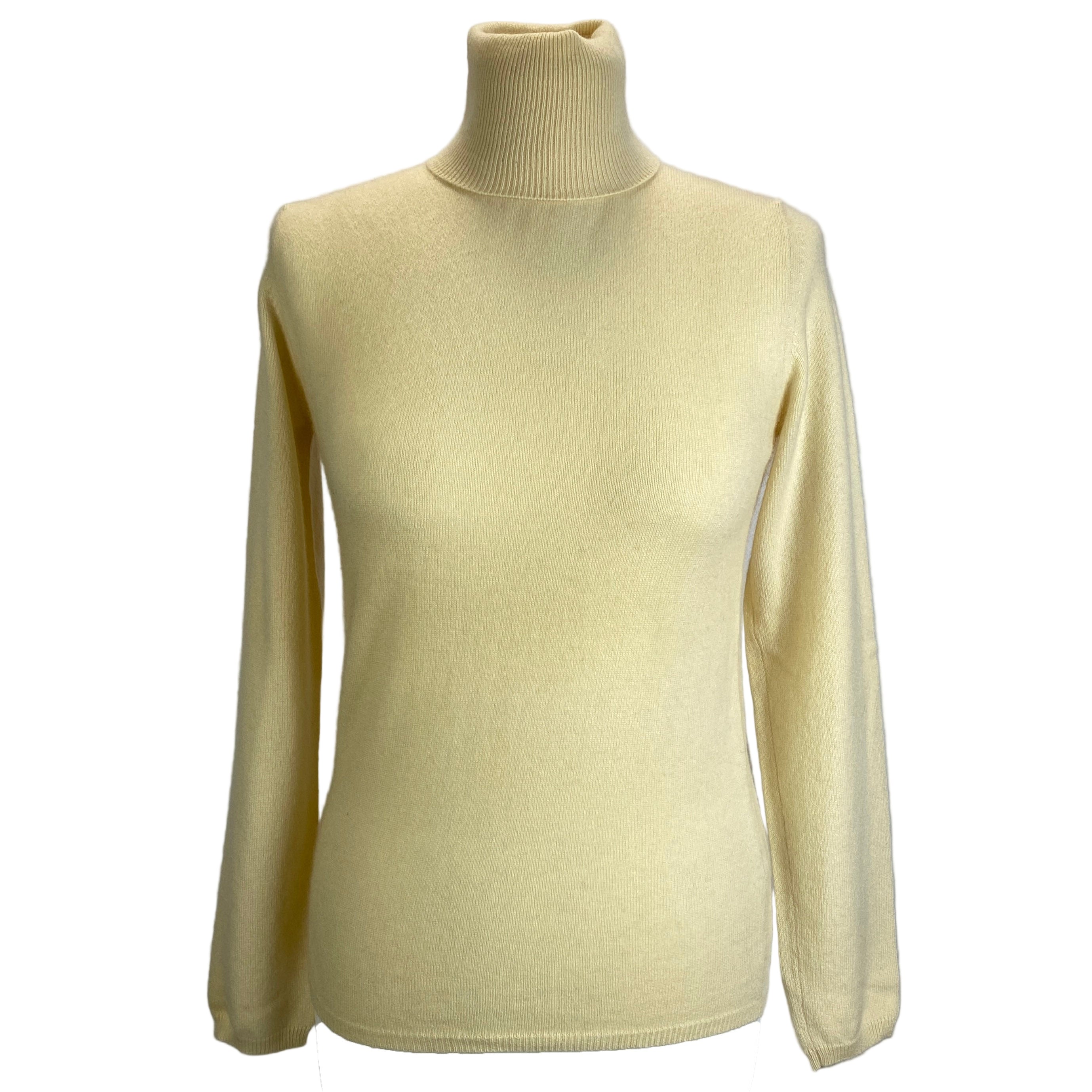 Agnona Light Yellow Cashmere Roll Neck Sweater S