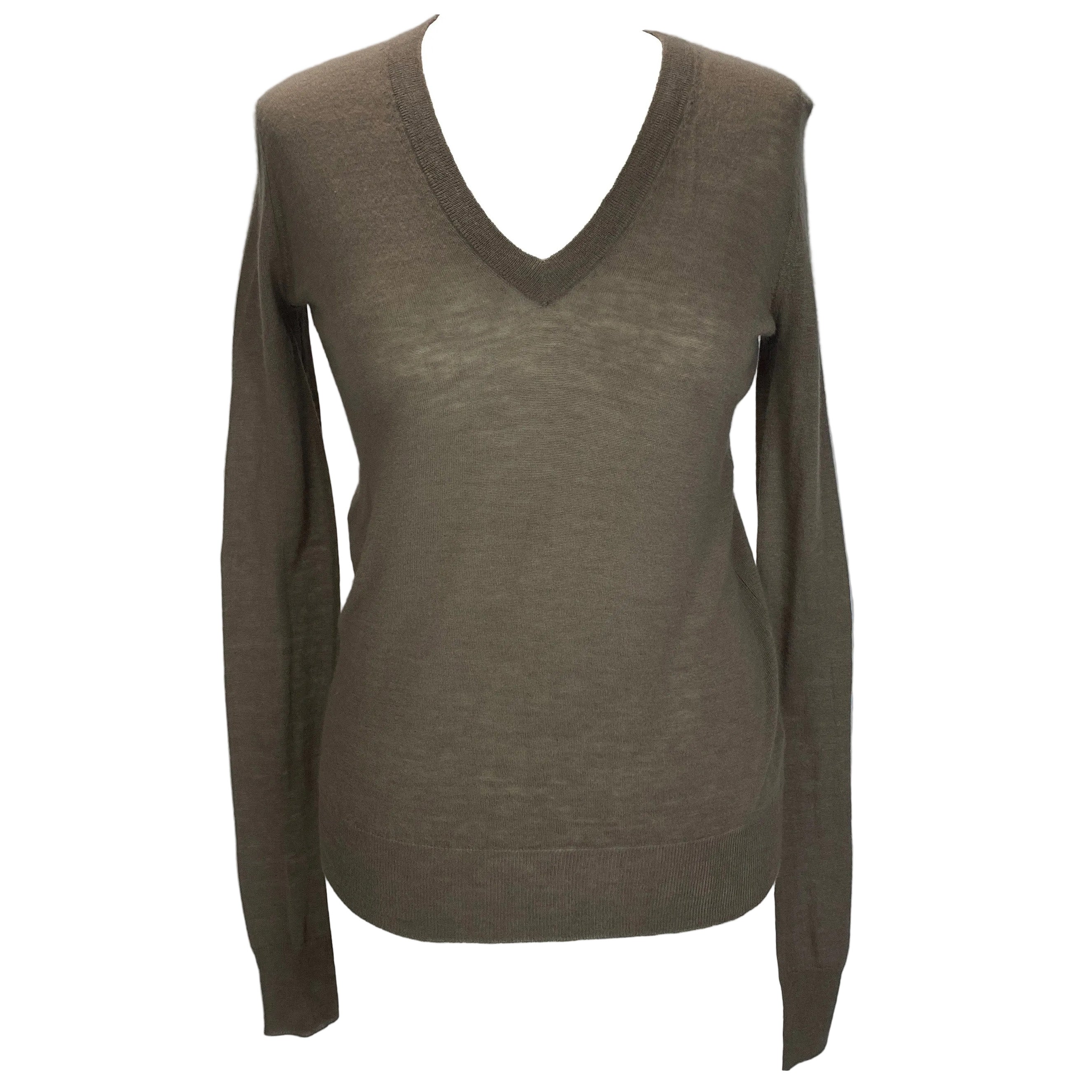 Joseph New £295 Superfine Cocoa Cashair V Neck Sweater XXS
