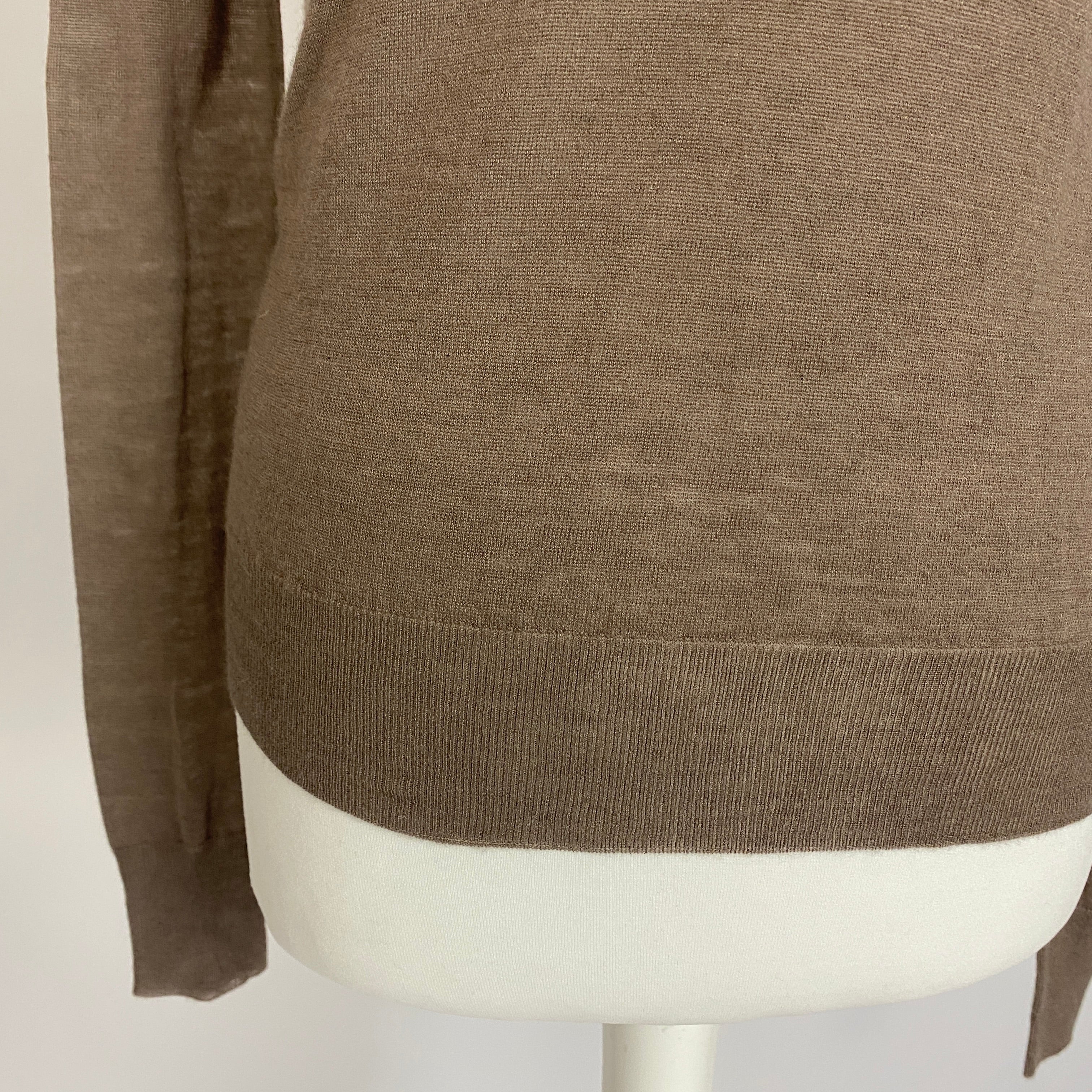 Joseph New £295 Superfine Cocoa Cashair V Neck Sweater XXS