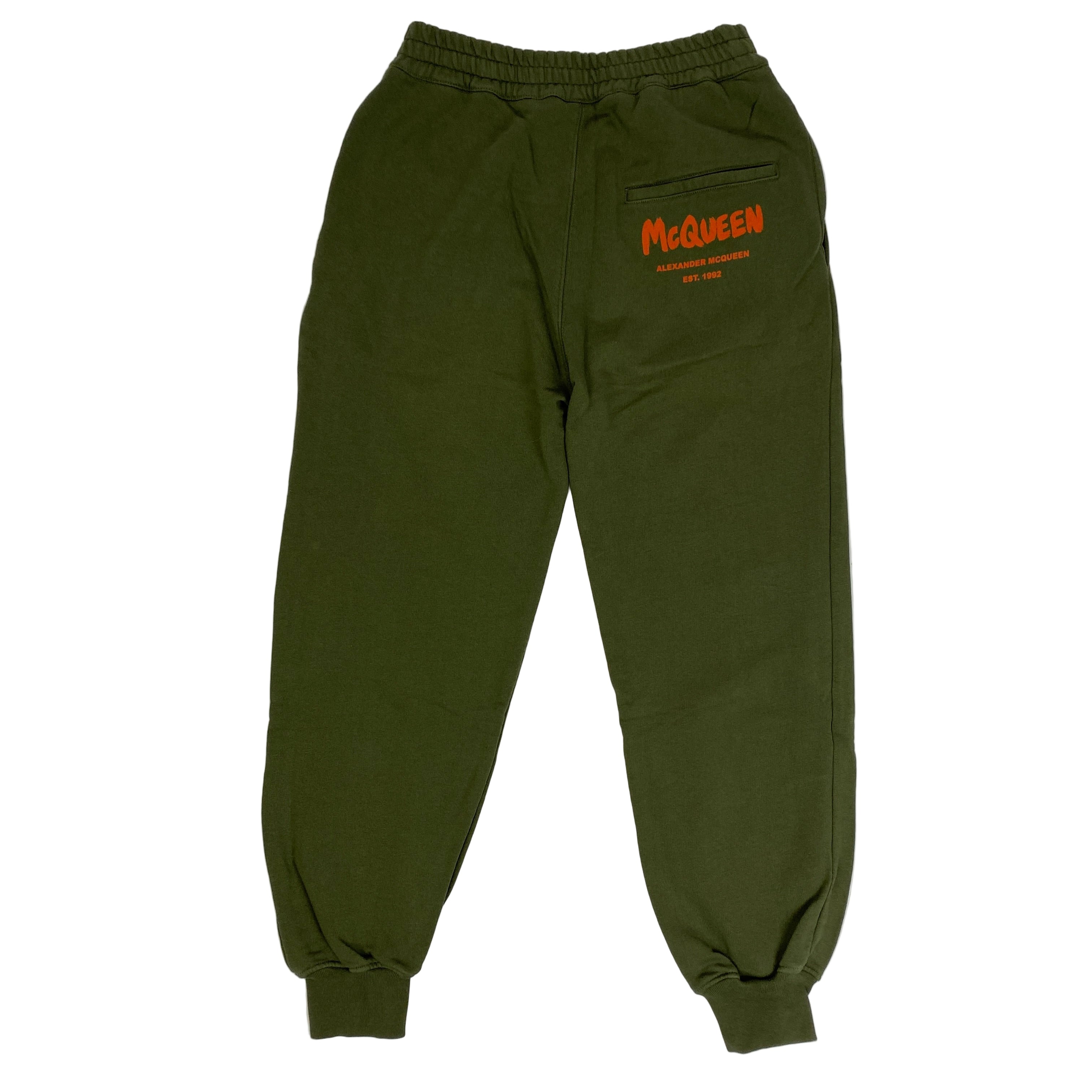 Alexander McQueen Green £450 Oversized Logo Tracksuit Bottoms XS/S