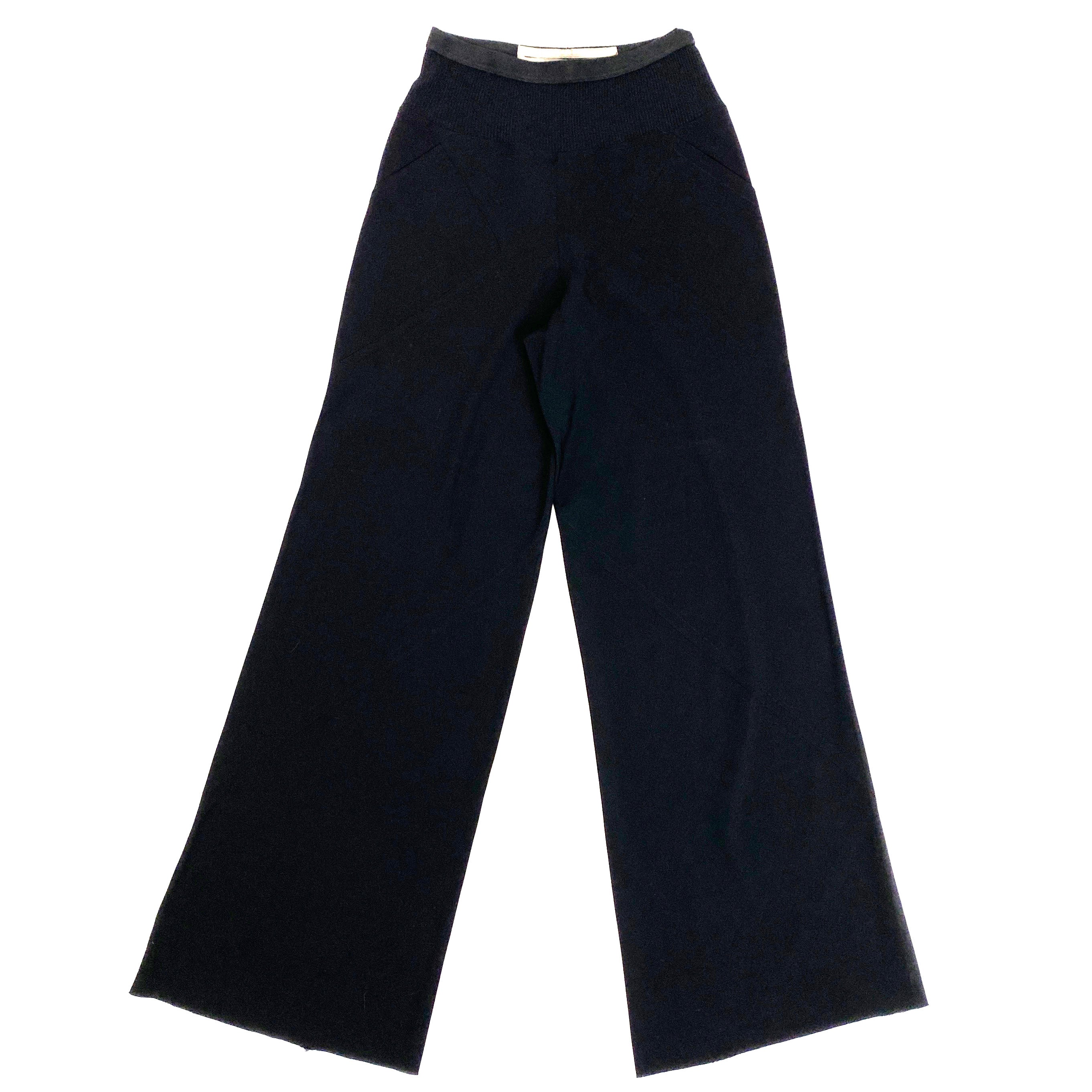 Rick Owens Black Wool Mix Lightweight Palazzo Pants XXS