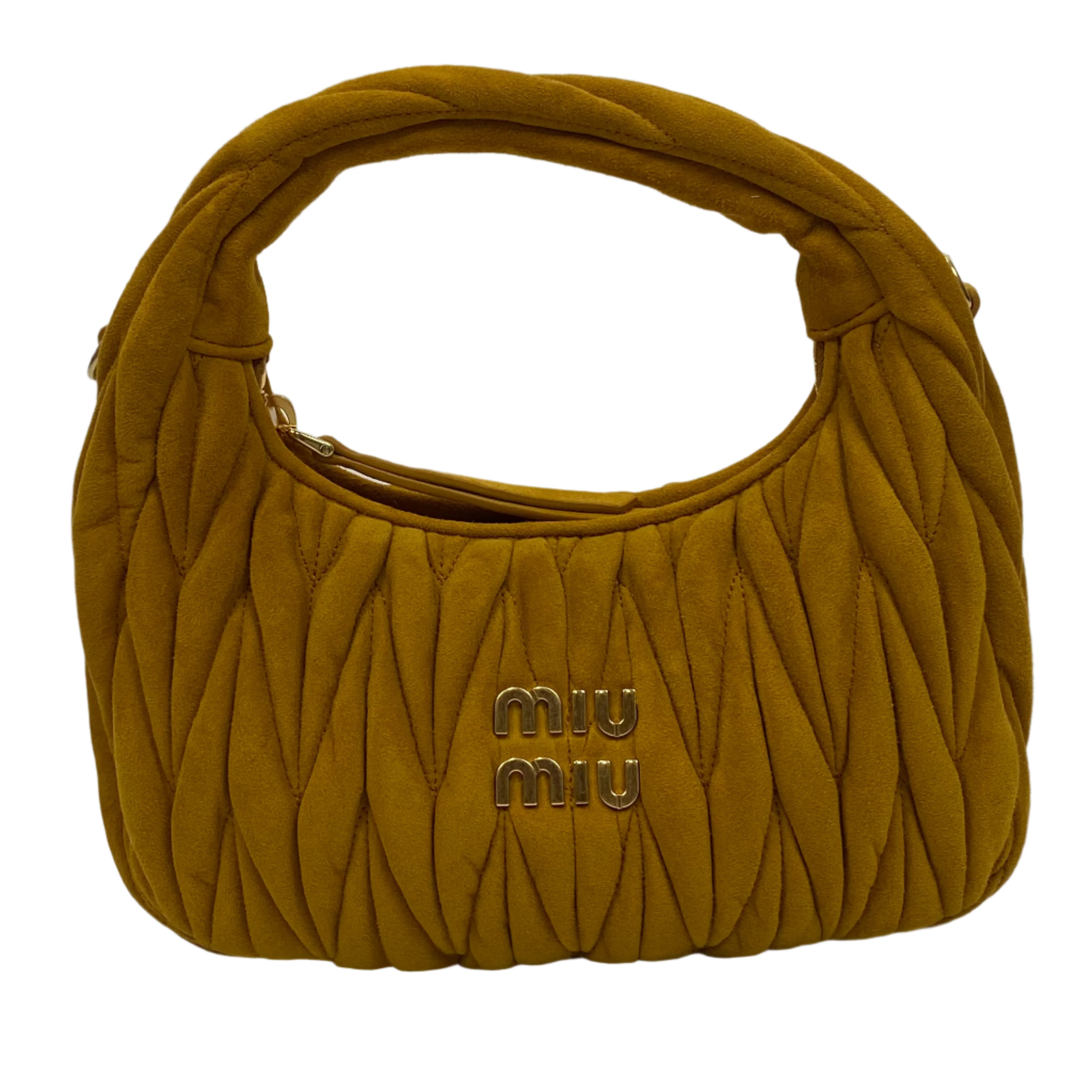 Miu Miu New £2150 Whiskey Wander Matelasse Suede Hobo Bag
