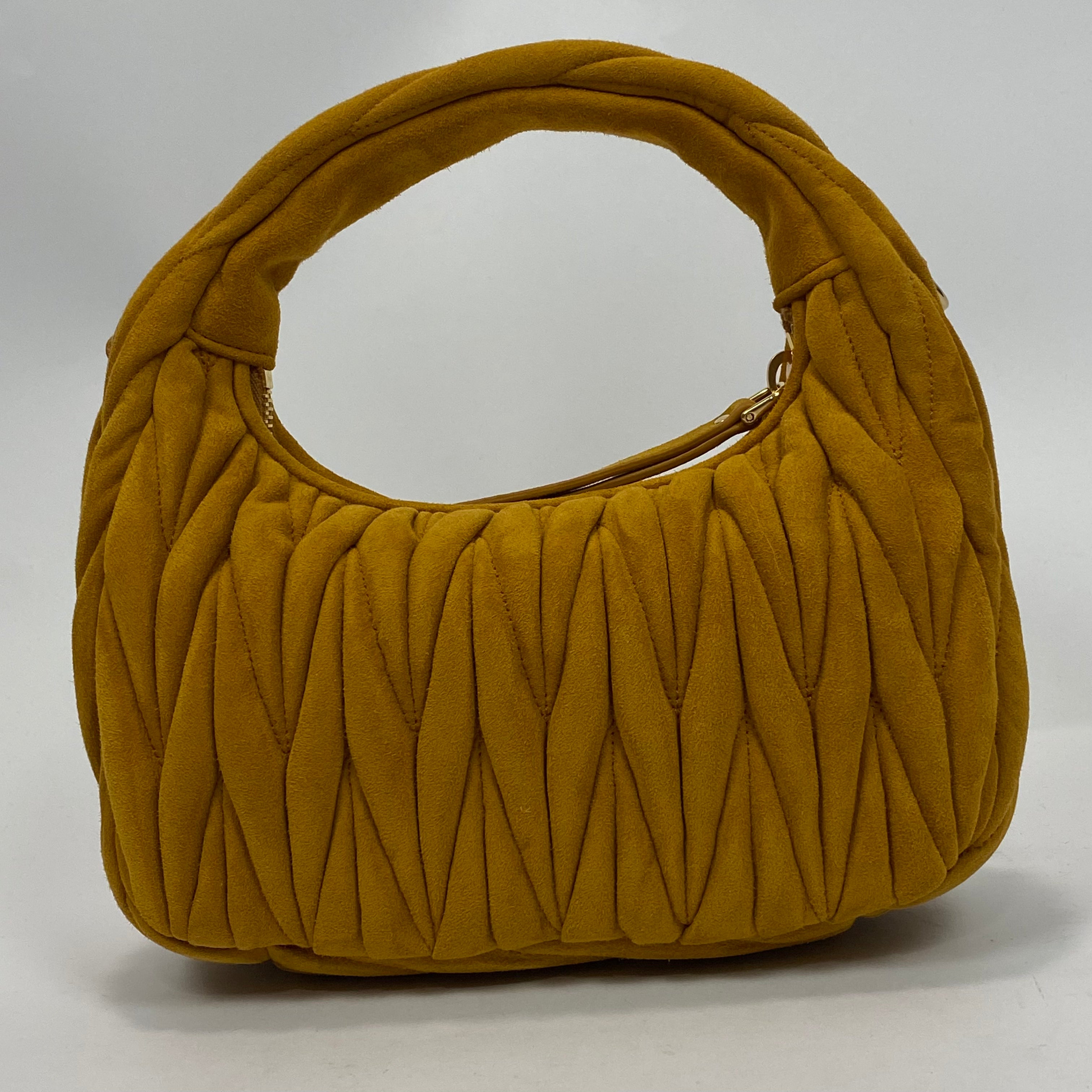 Miu Miu New £2150 Whiskey Wander Matelasse Suede Hobo Bag