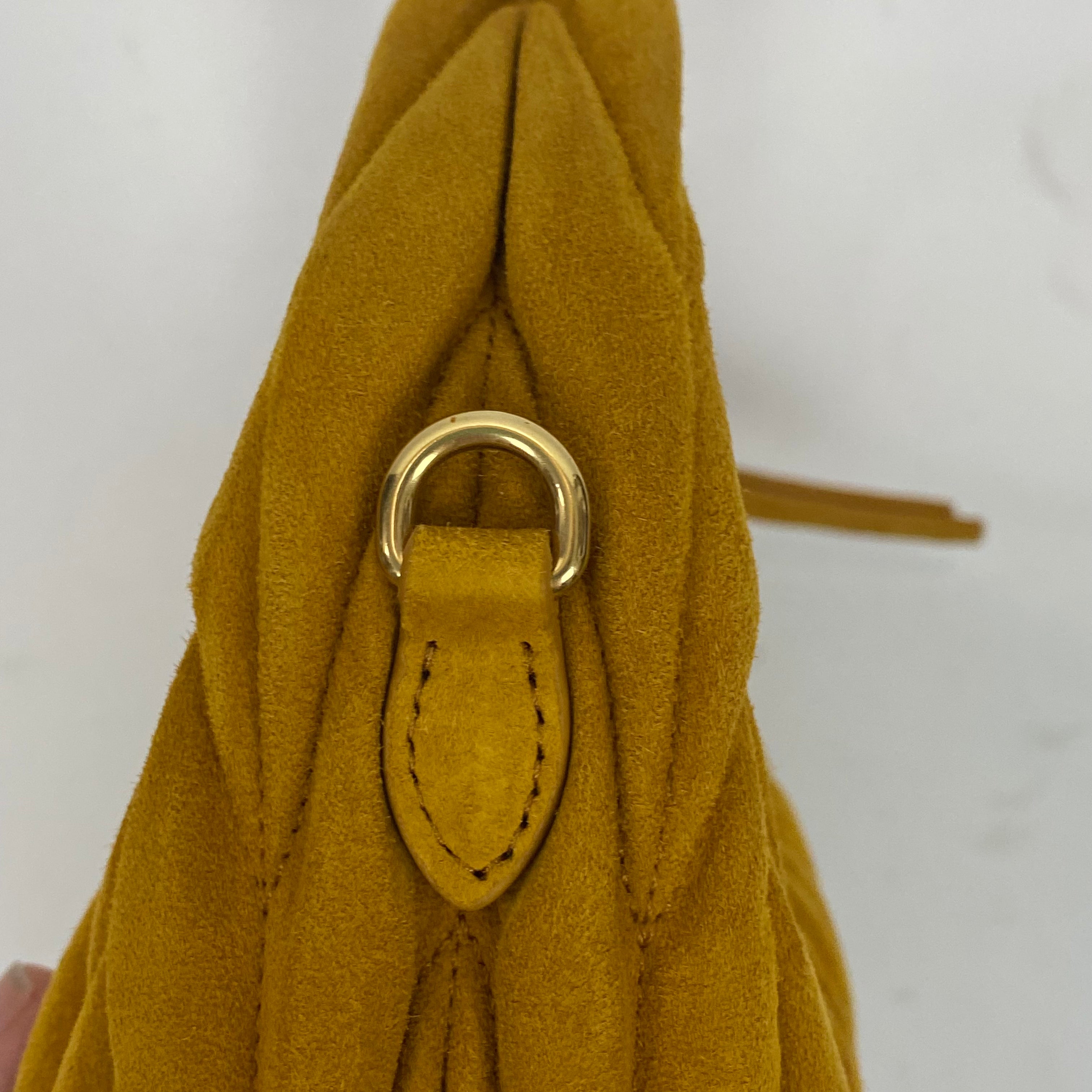 Miu Miu New £2150 Whiskey Wander Matelasse Suede Hobo Bag