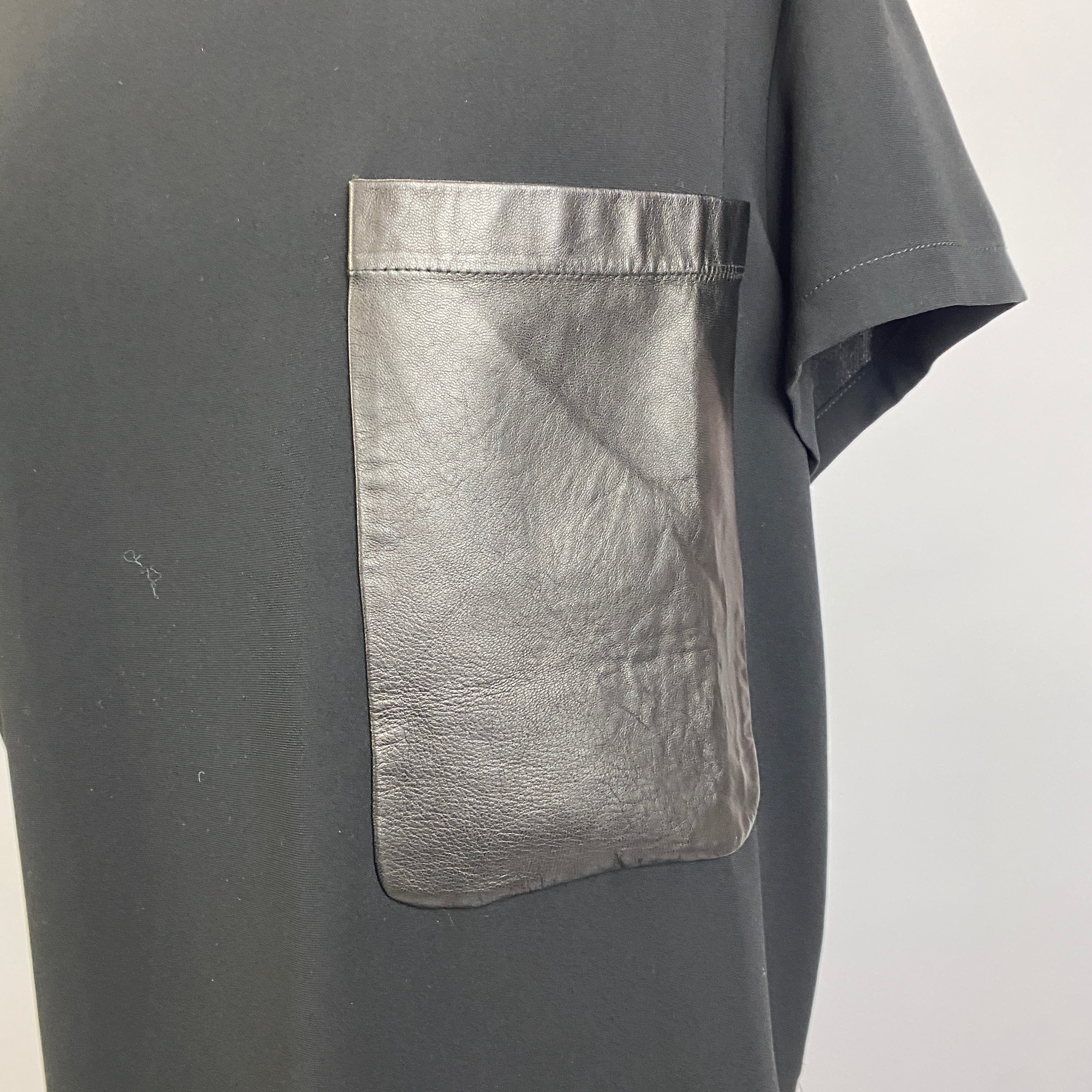 Rag & Bone New £295 Black Crepe Tee with Leather Pocket L