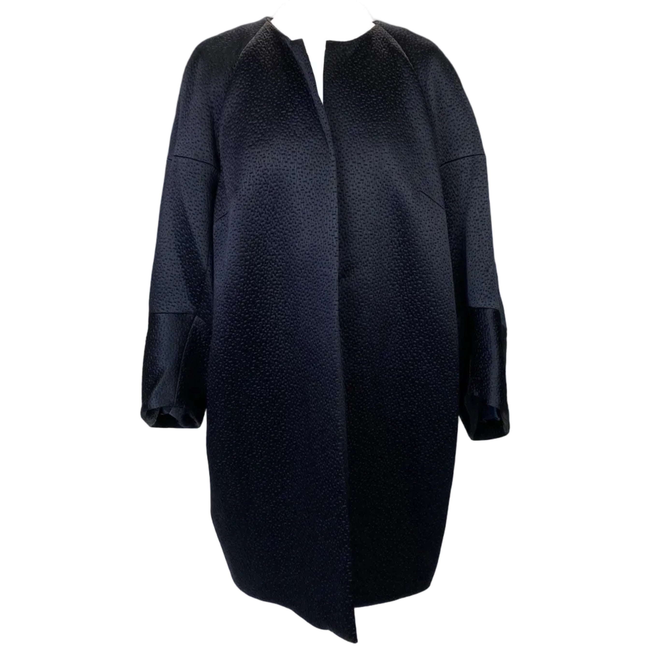 Amanda Wakeley Midnight Textured Satin Kimono Coat XL