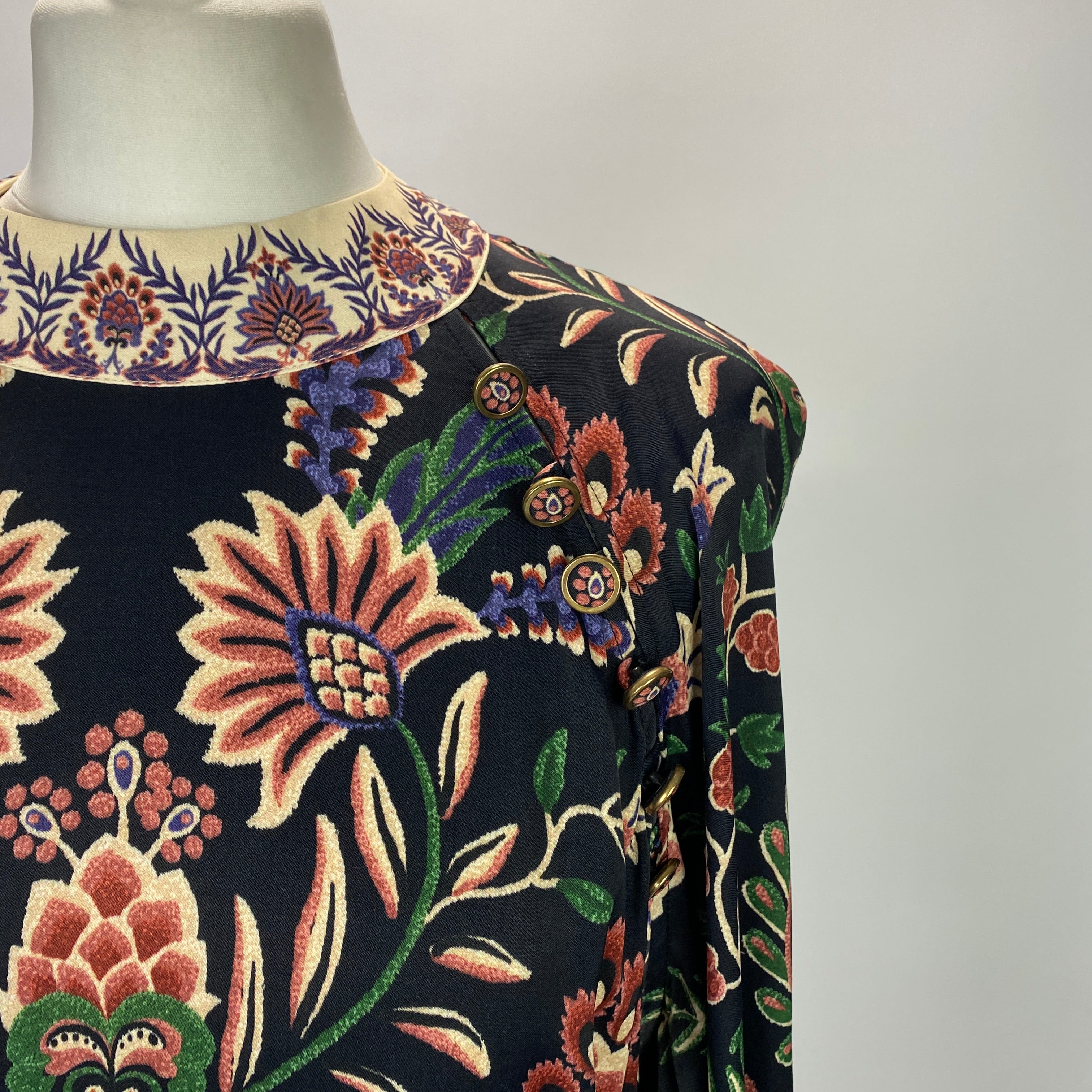 Farm Rio New £260 Garden Print Black Mini Dress L
