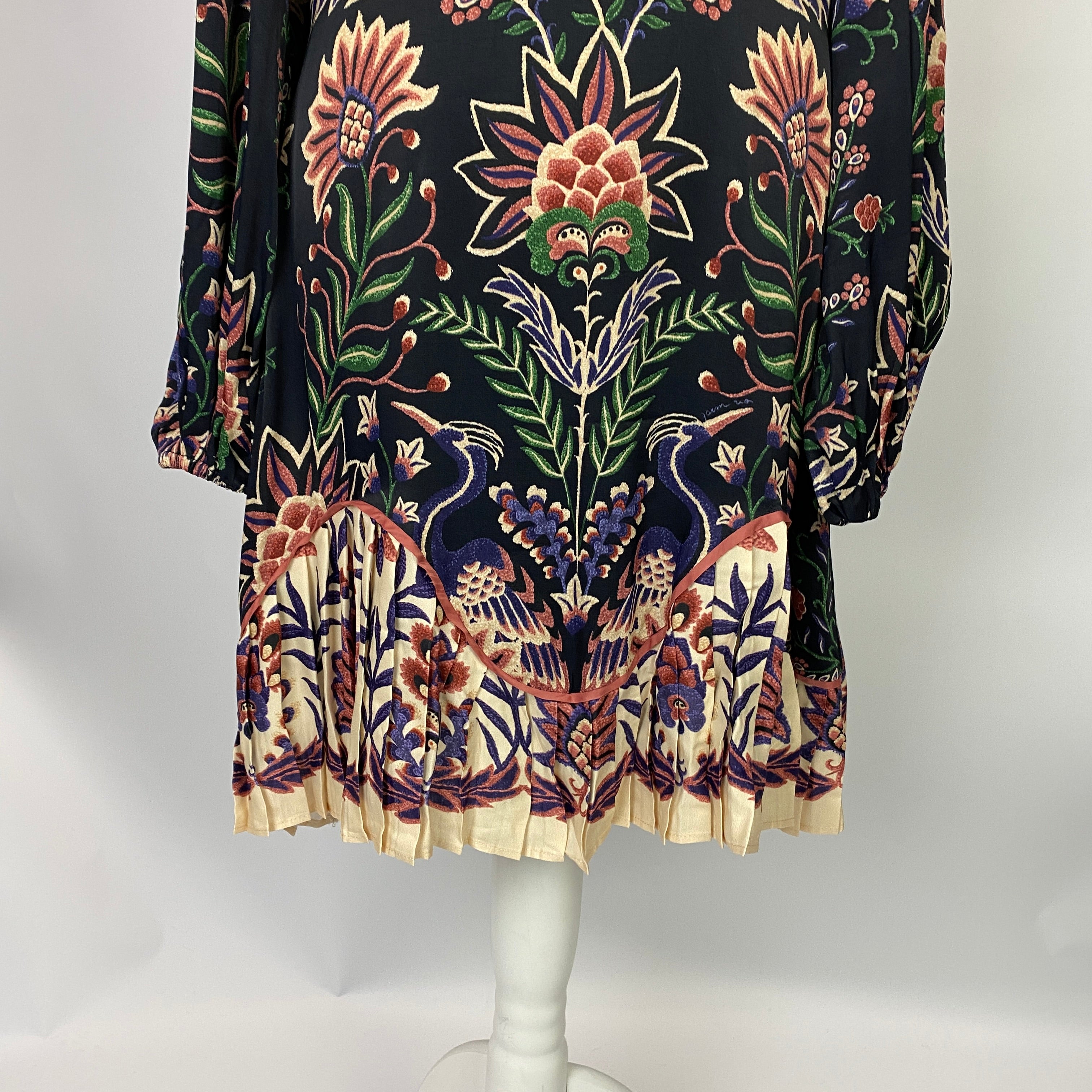 Farm Rio New £260 Garden Print Black Mini Dress L