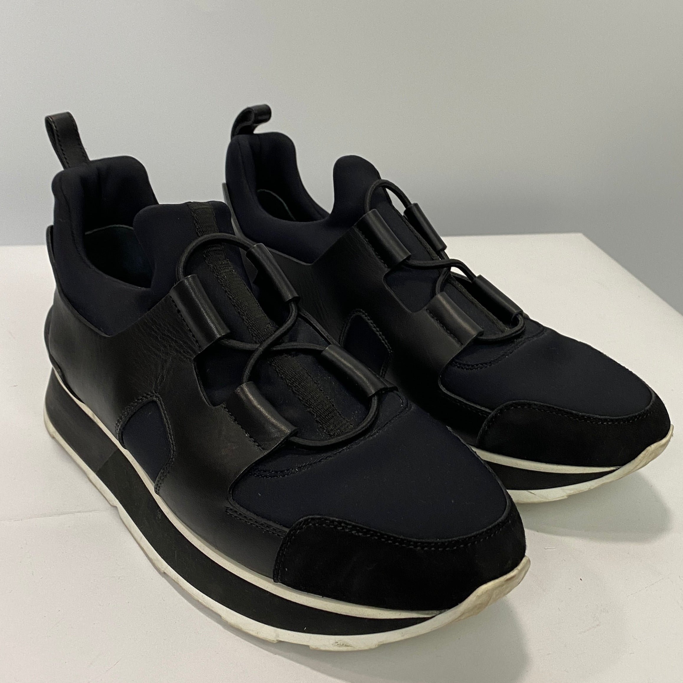 Hermes Black Neoprene & Leather Player Toile Technique Trainers 36.5