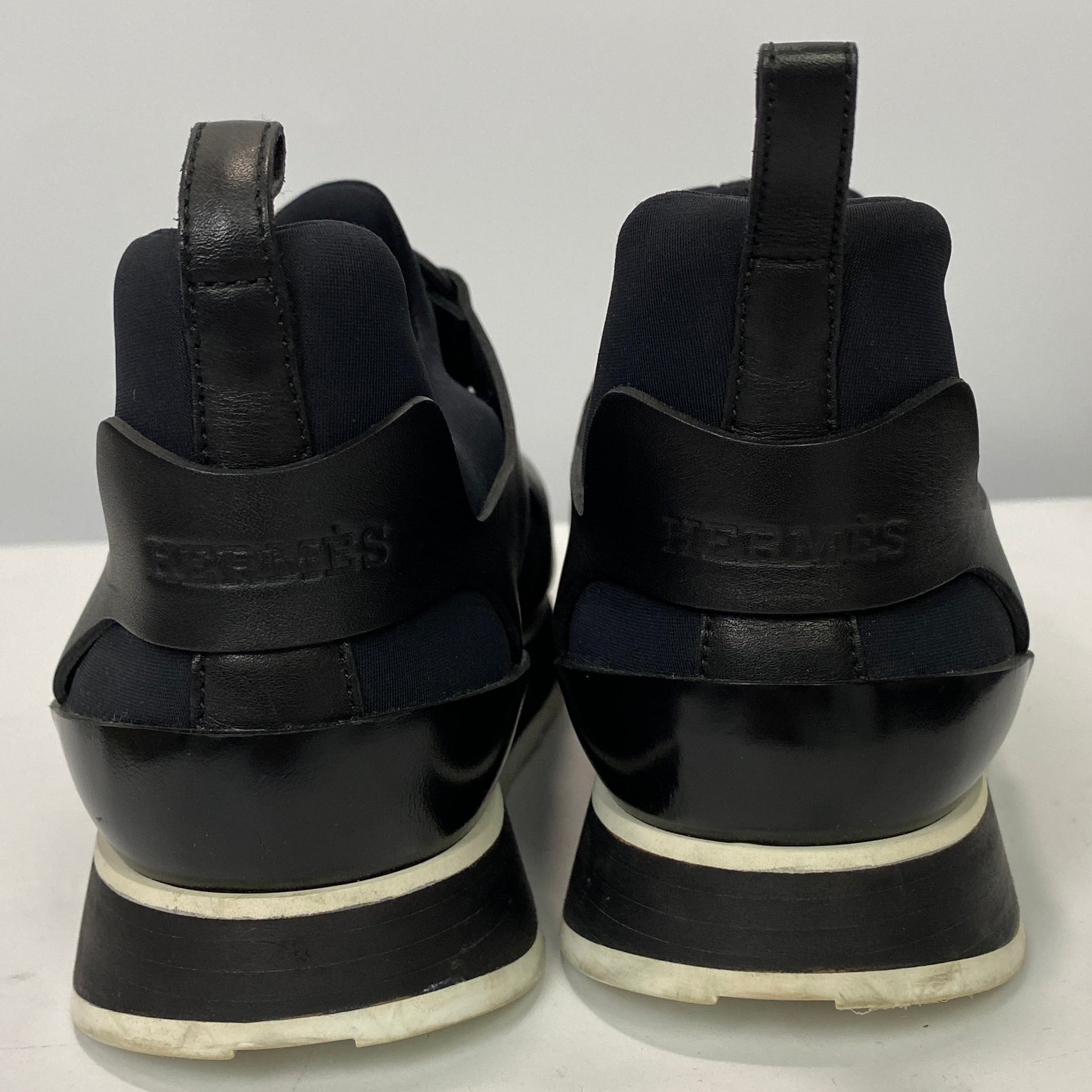 Hermes Black Neoprene & Leather Player Toile Technique Trainers 36.5