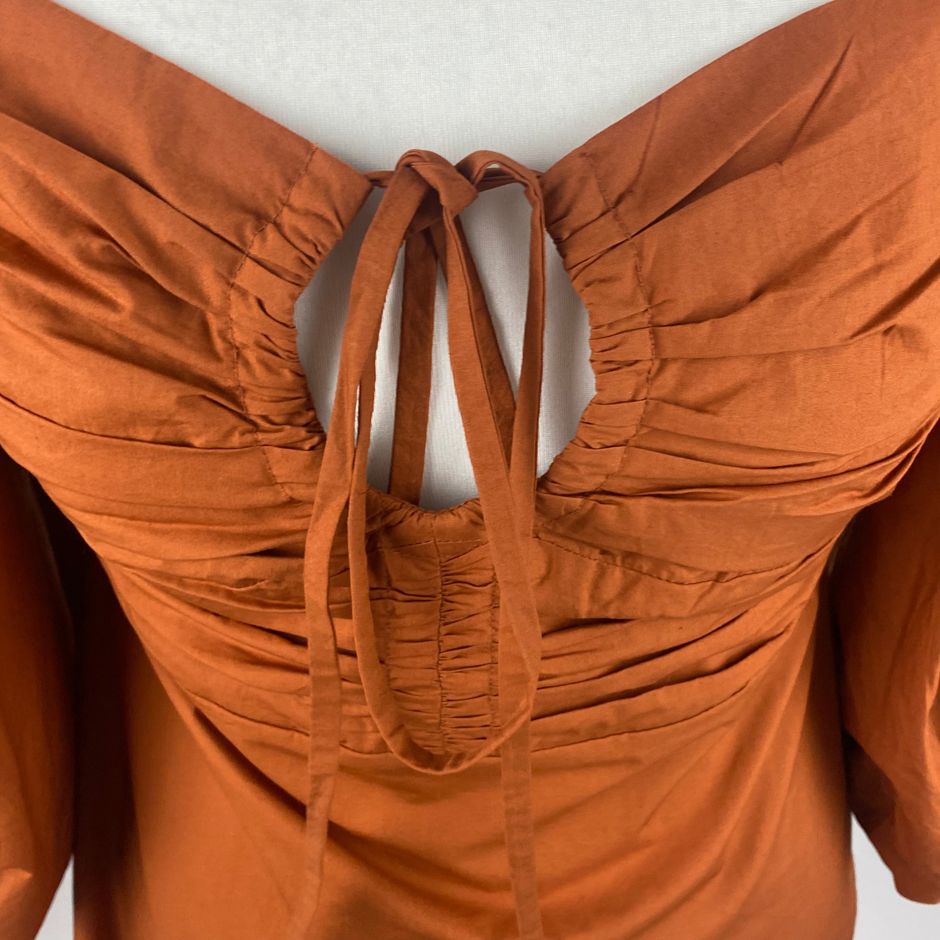 Rhode New £325 Clove Cotton Jeanne Mini Dress XS