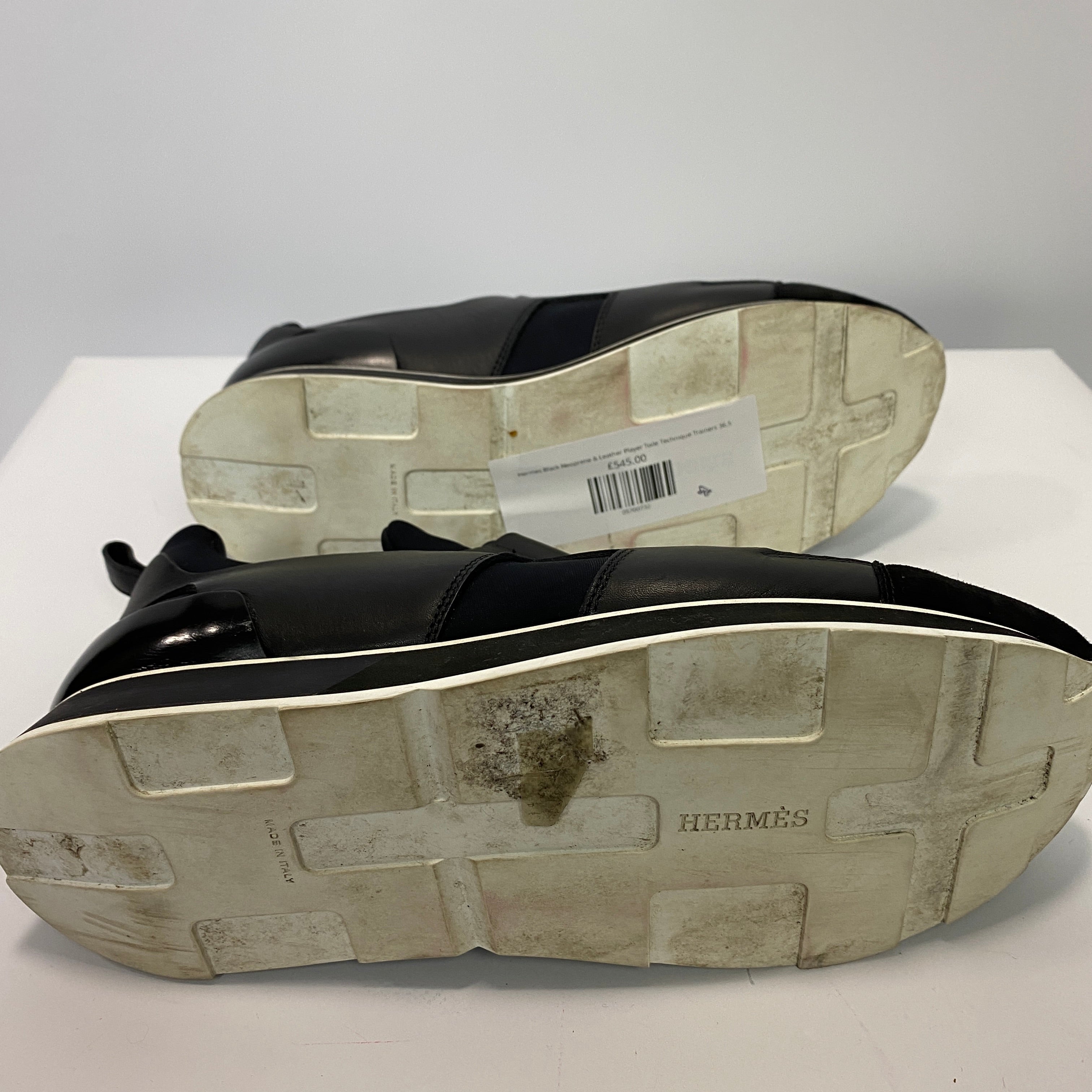 Hermes Black Neoprene & Leather Player Toile Technique Trainers 36.5