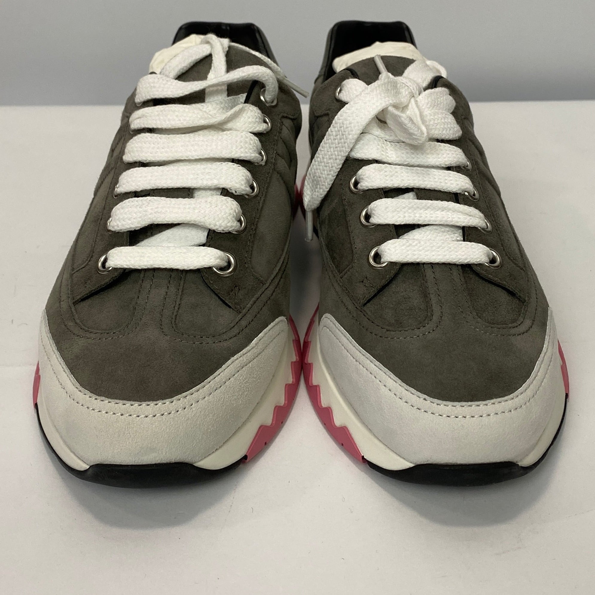 Hermes New £930 Grey Chèvre Suede Trail Trainers 36.5