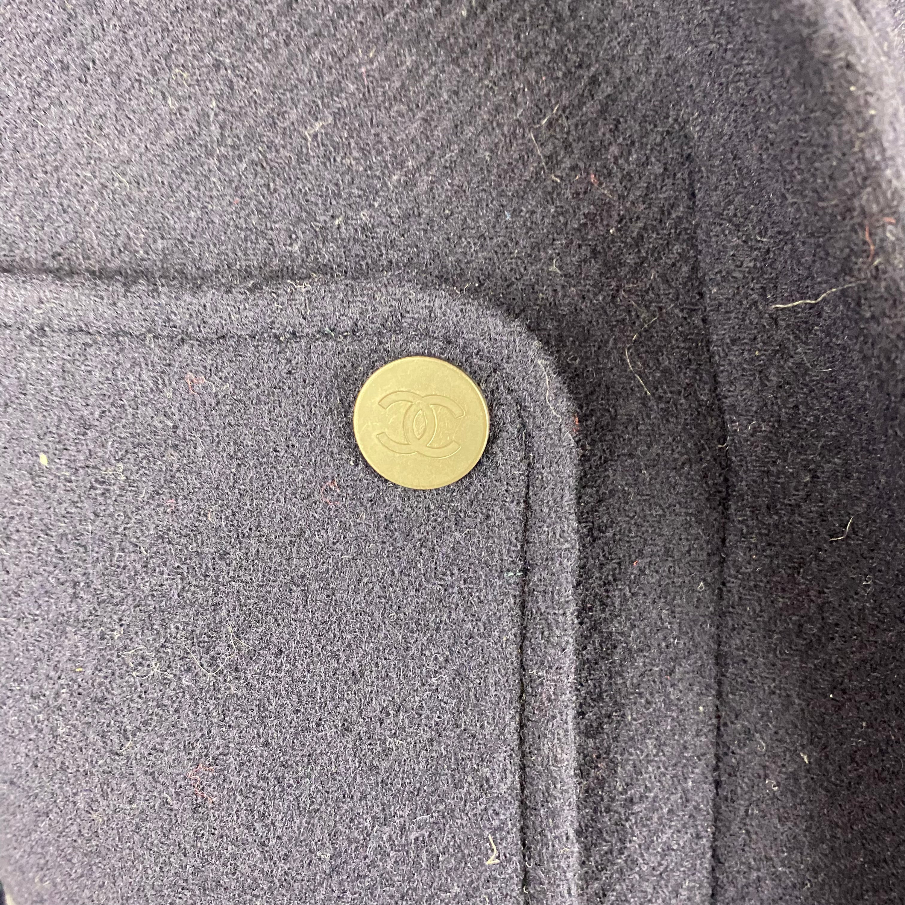 Chanel Navy Wool & Angora 3/4 Coat XXS/XS