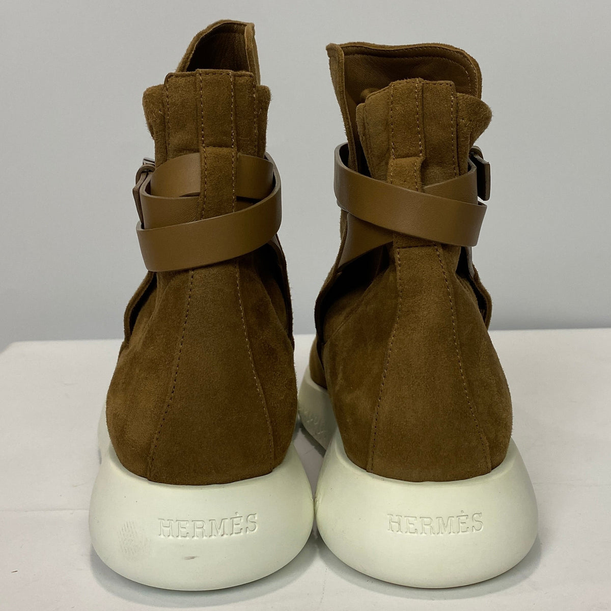 Hermes  £980 Smoked Brown Vici Agneau Suede Boots 36.5