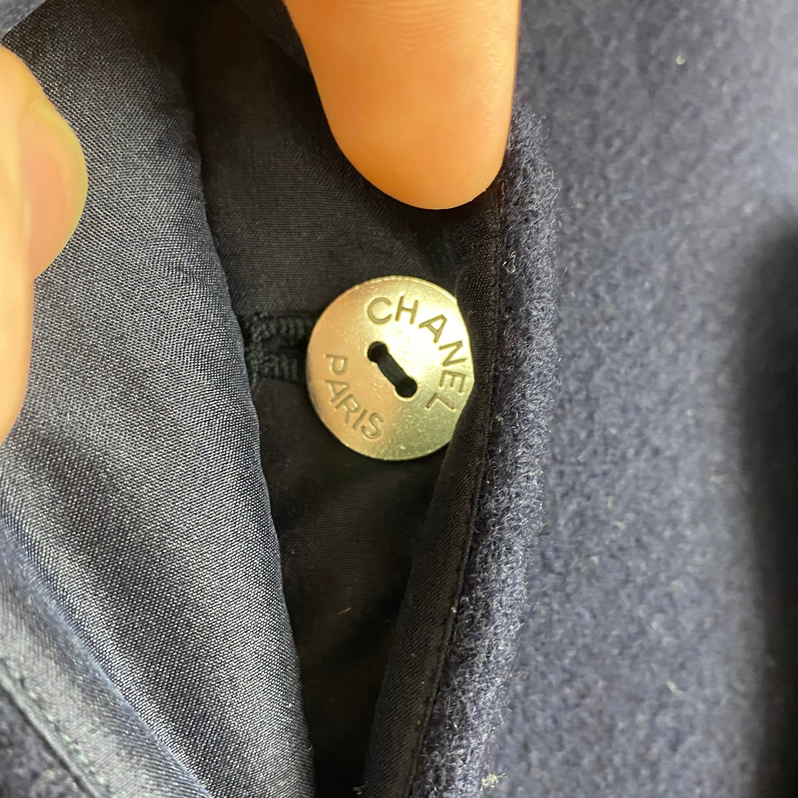 Chanel Navy Wool & Angora 3/4 Coat XXS/XS