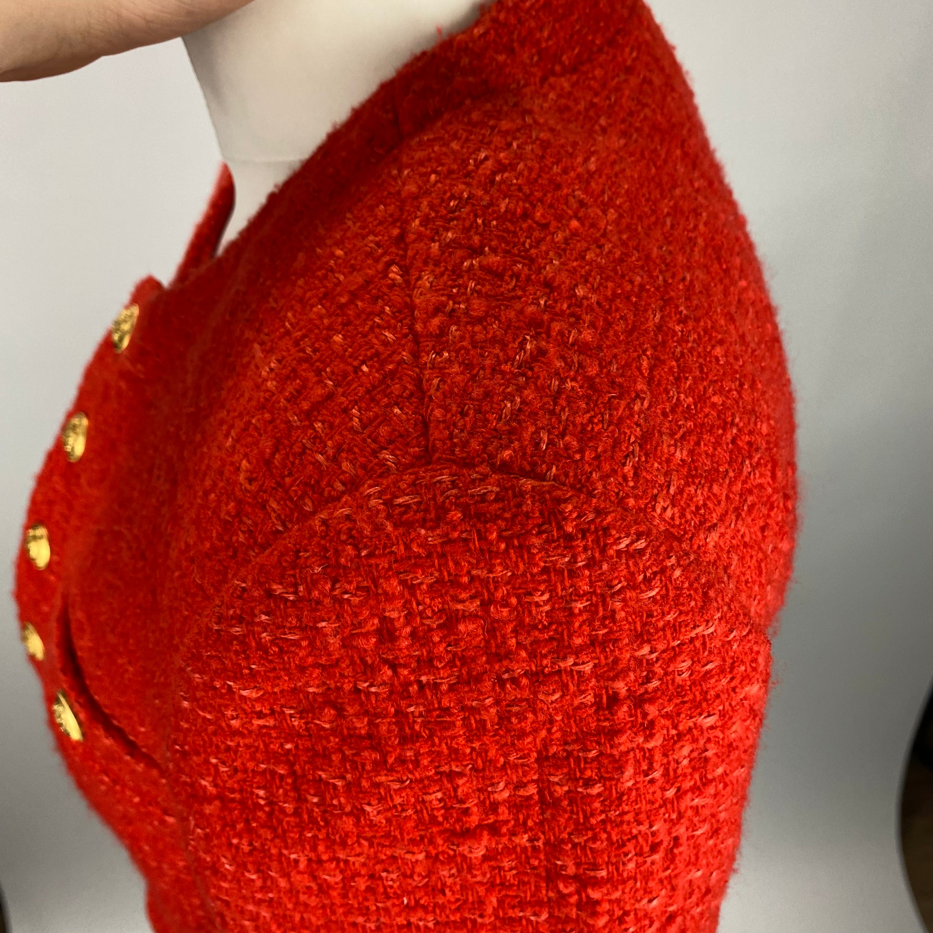 Celine Blood Orange Chasseur Boucle Tweed Jacket XXS