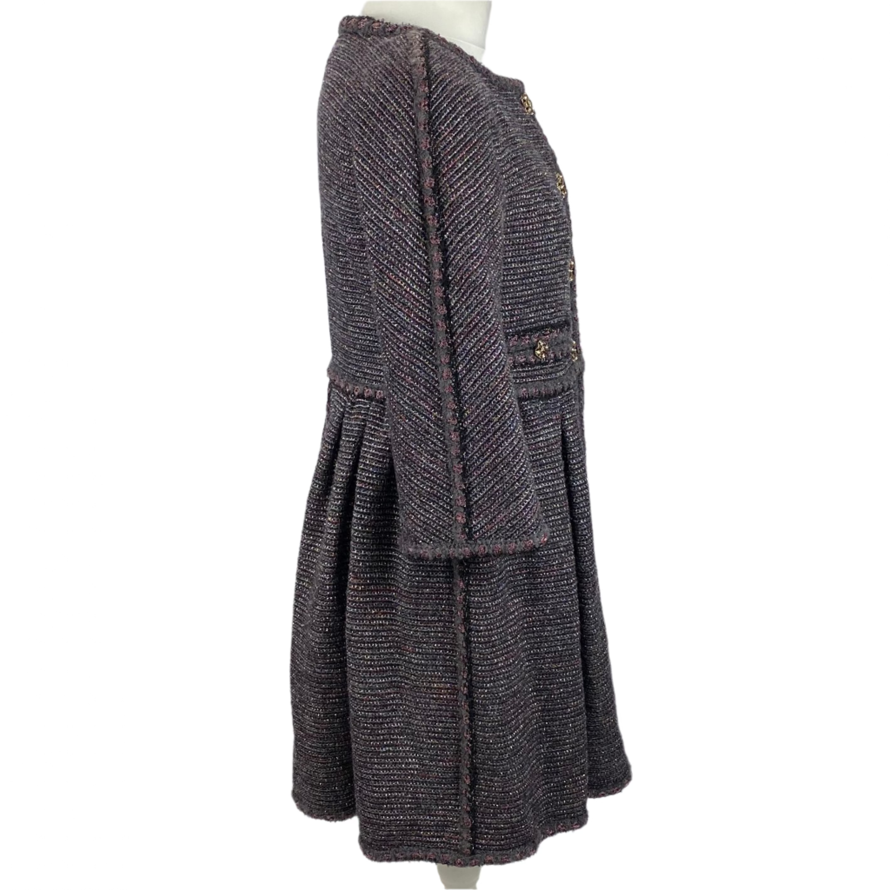Chanel Fall 2011 Grey Damson & Silver Boucle Coatdress XS