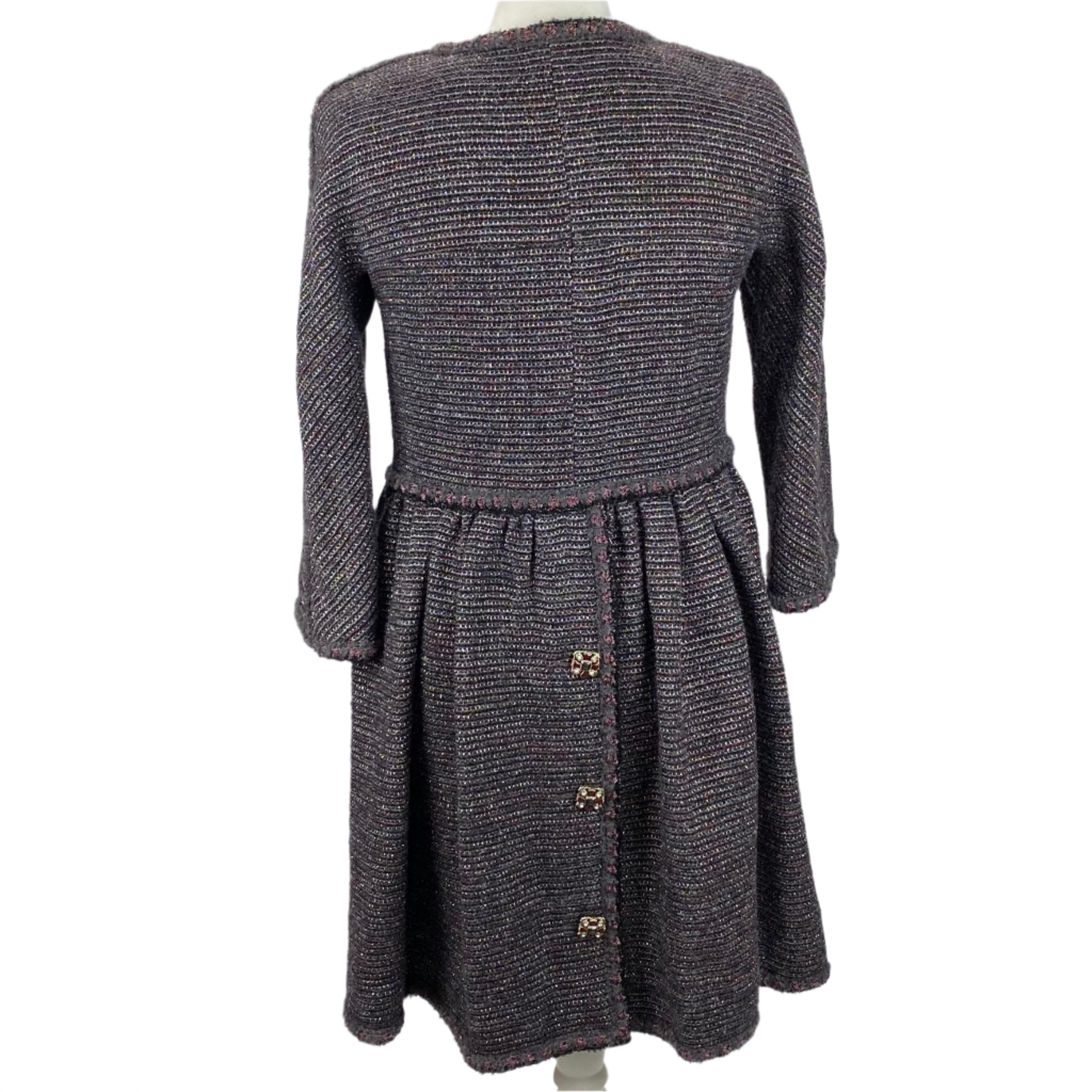 Chanel Fall 2011 Grey Damson & Silver Boucle Coatdress XS