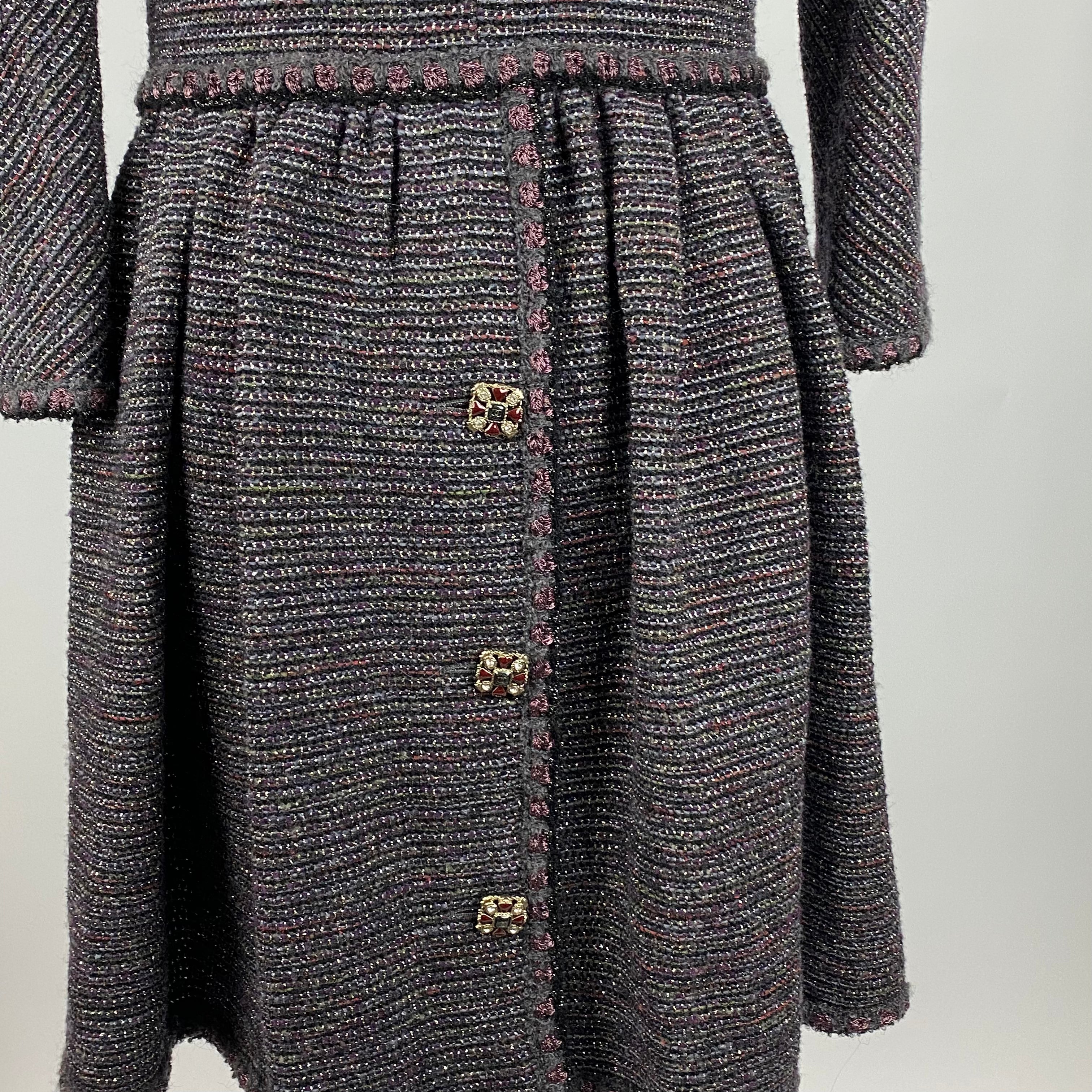 Chanel Fall 2011 Grey Damson & Silver Boucle Coatdress XS