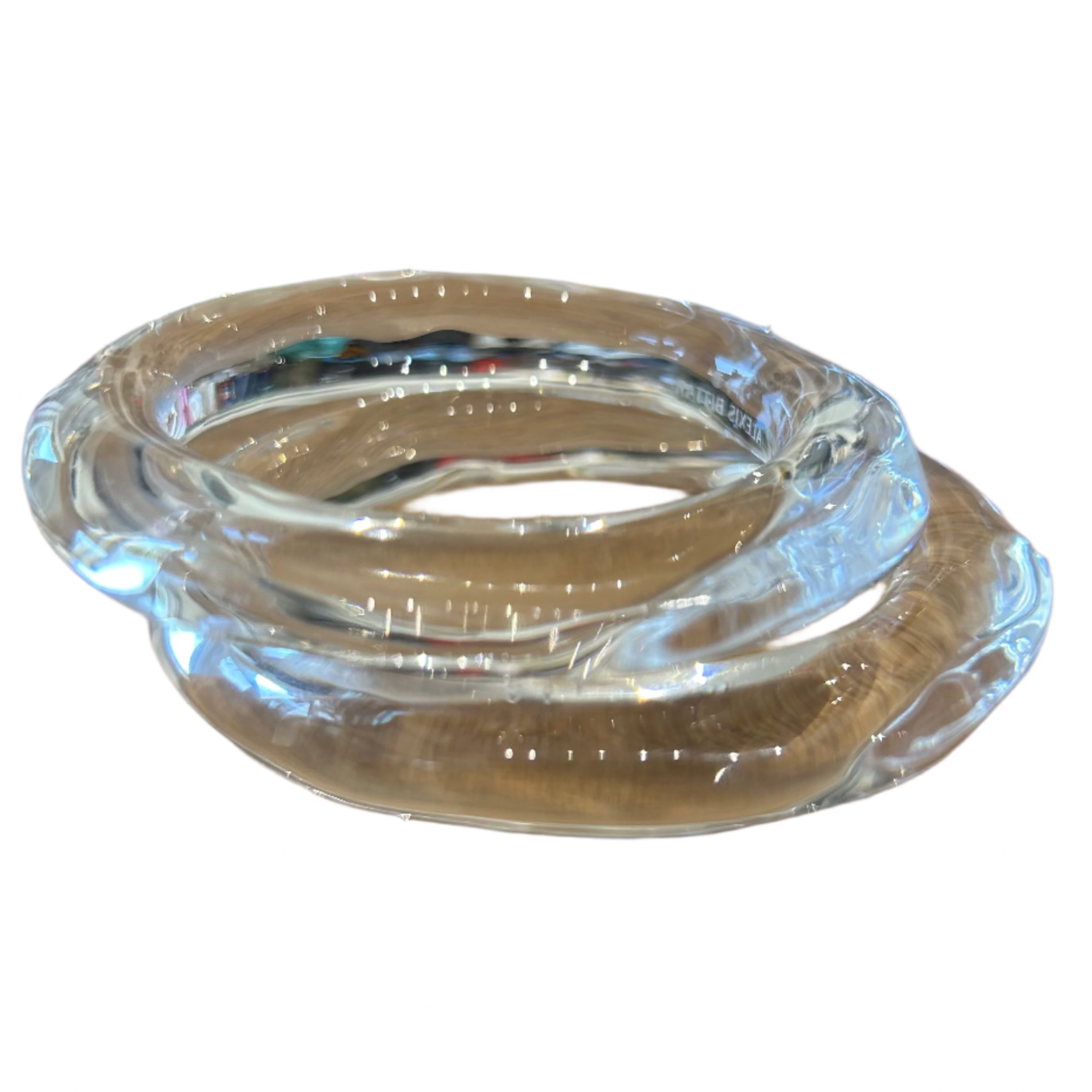 Alexis Bittar New Set of Two Clear Lucite Wave Bangles