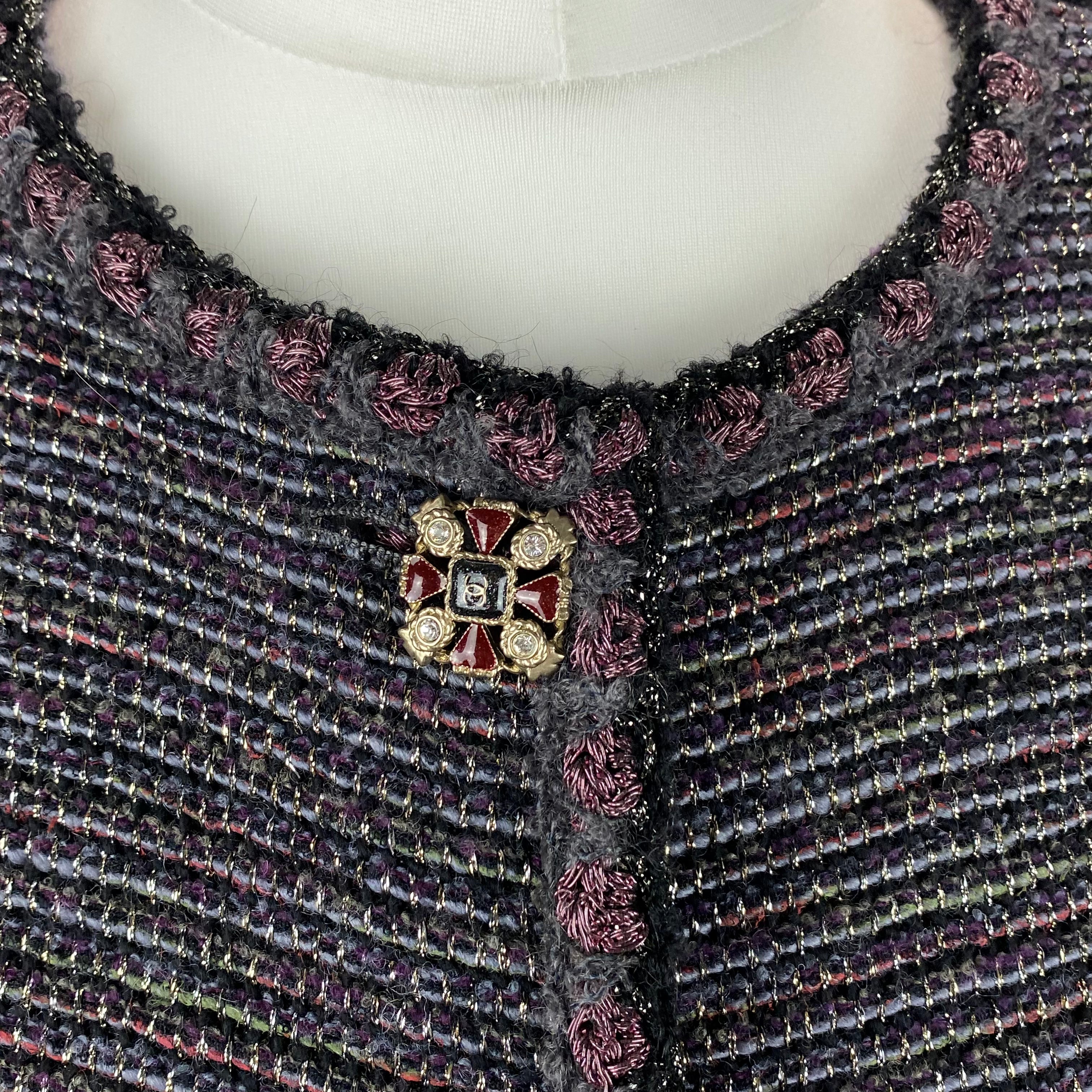 Chanel Fall 2011 Grey Damson & Silver Boucle Coatdress XS