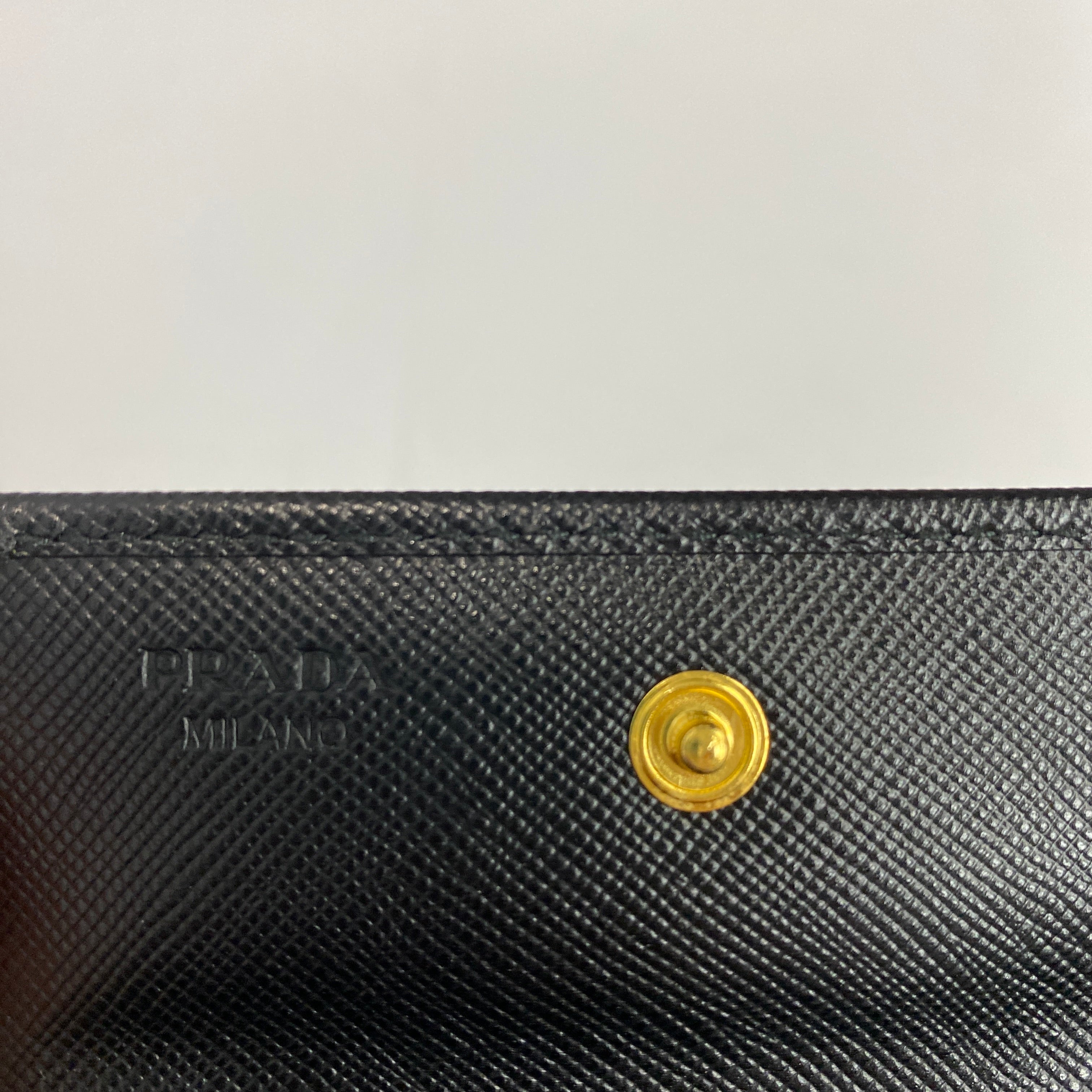 Prada Black Saffiano Leather Flap Cardholder