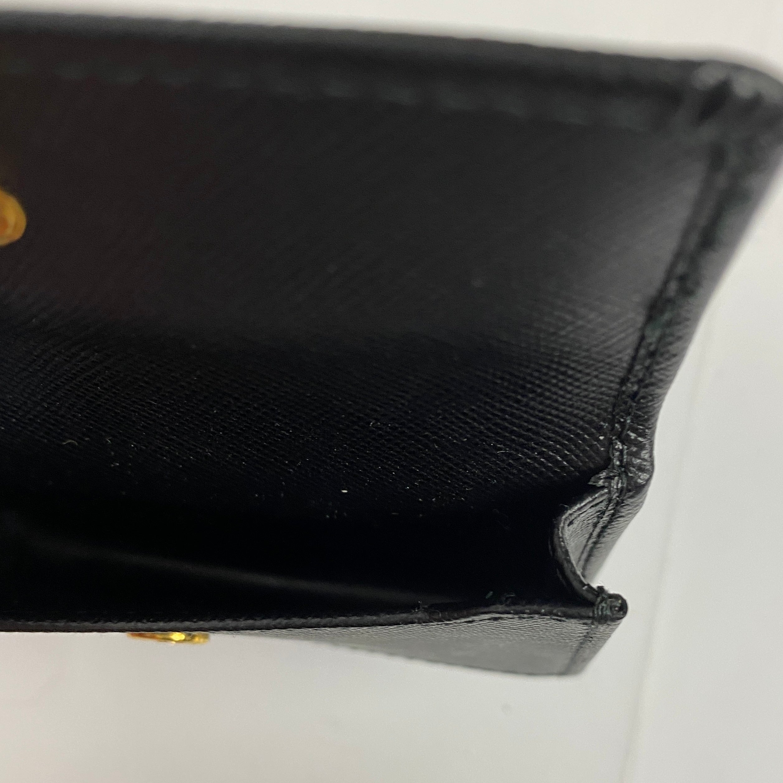 Prada Black Saffiano Leather Flap Cardholder