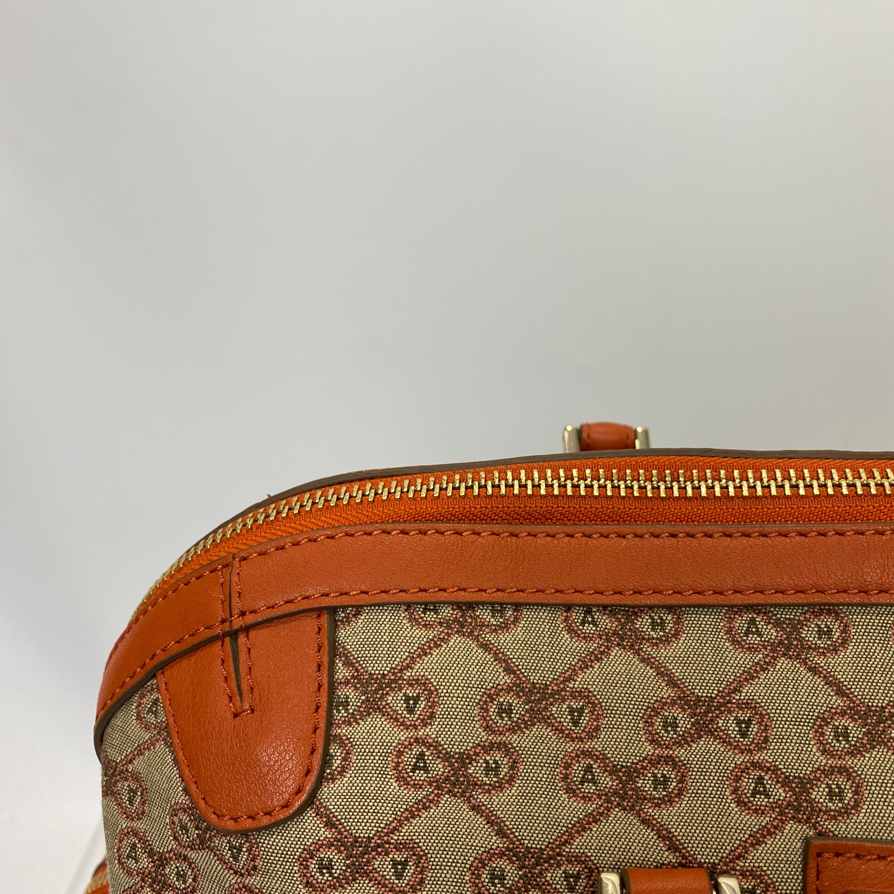 Anya Hindmarch Orange Logo Canvas Boston Bag