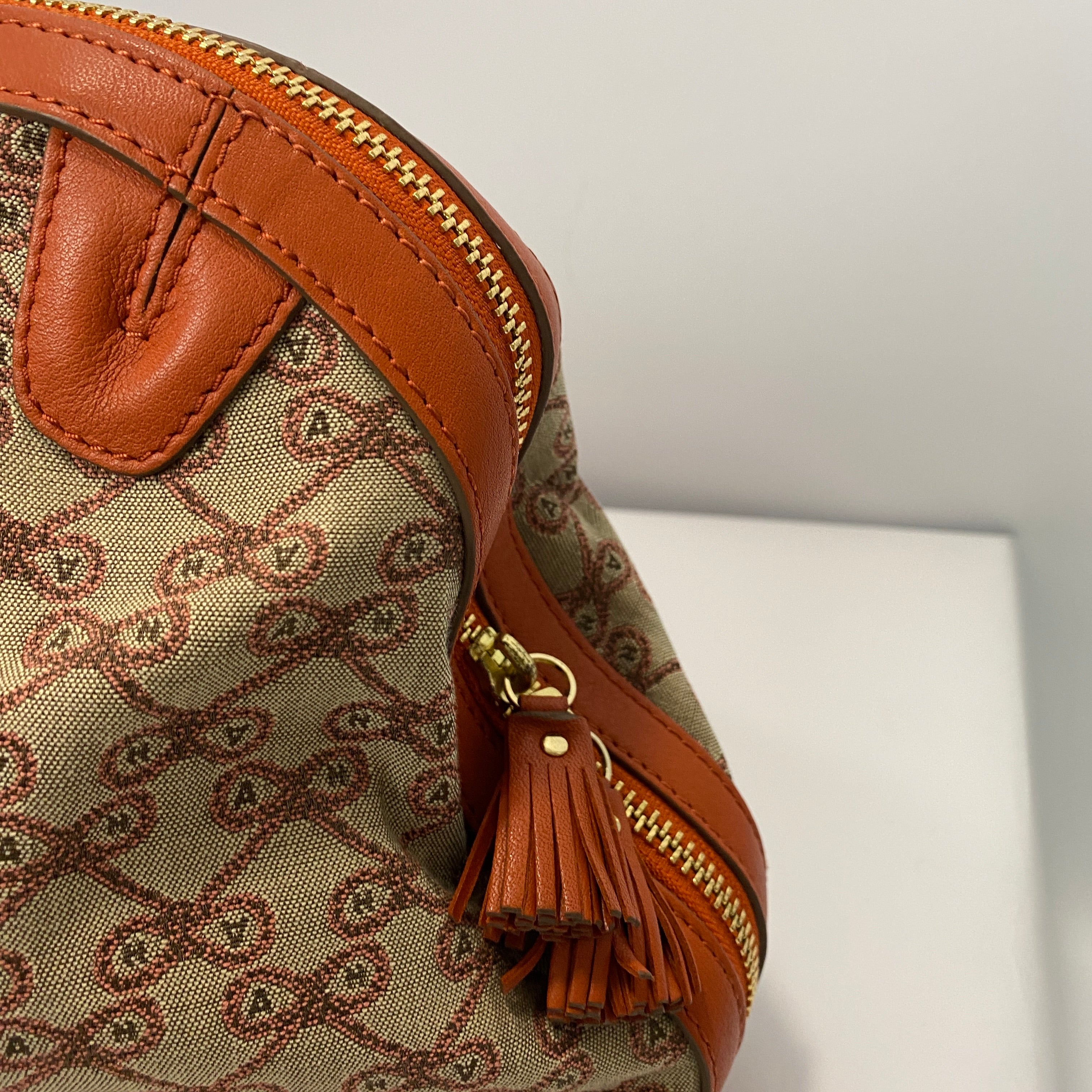 Anya Hindmarch Orange Logo Canvas Boston Bag