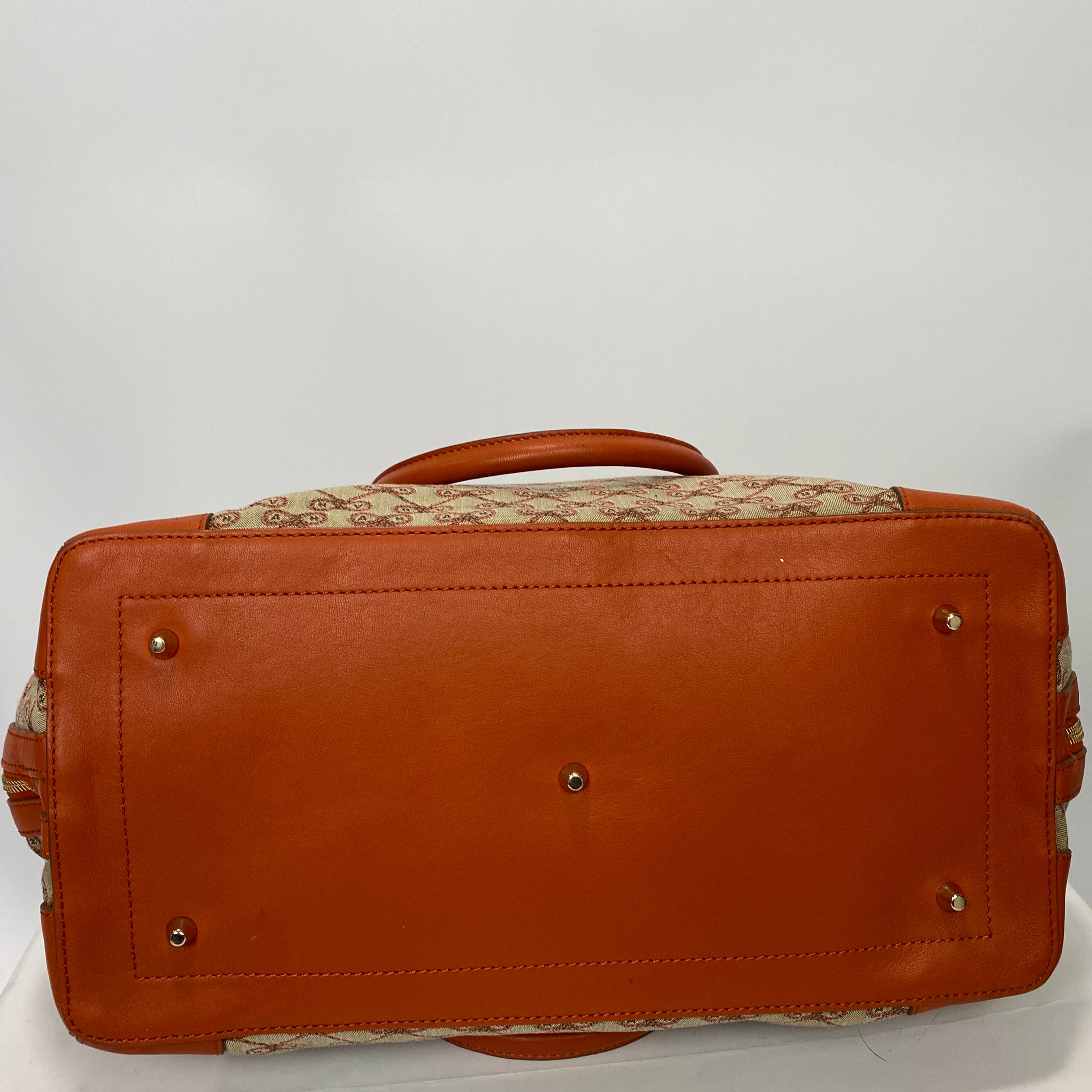 Anya Hindmarch Orange Logo Canvas Boston Bag