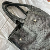 Clio Goldbrenner Charcoal Python Tote Bag