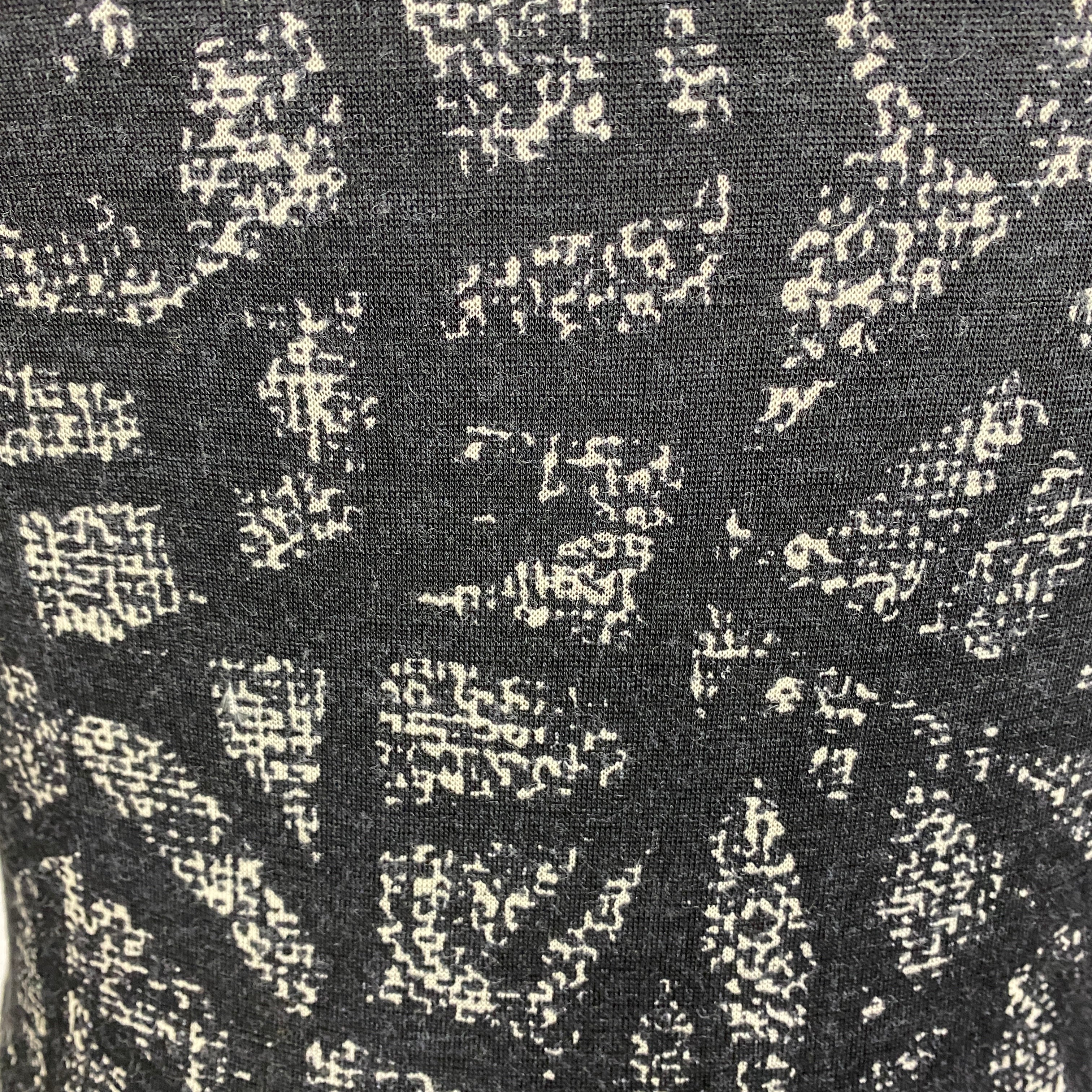 Samantha Sung Black & Ecru Print Wool & Silk Shirt Dress S