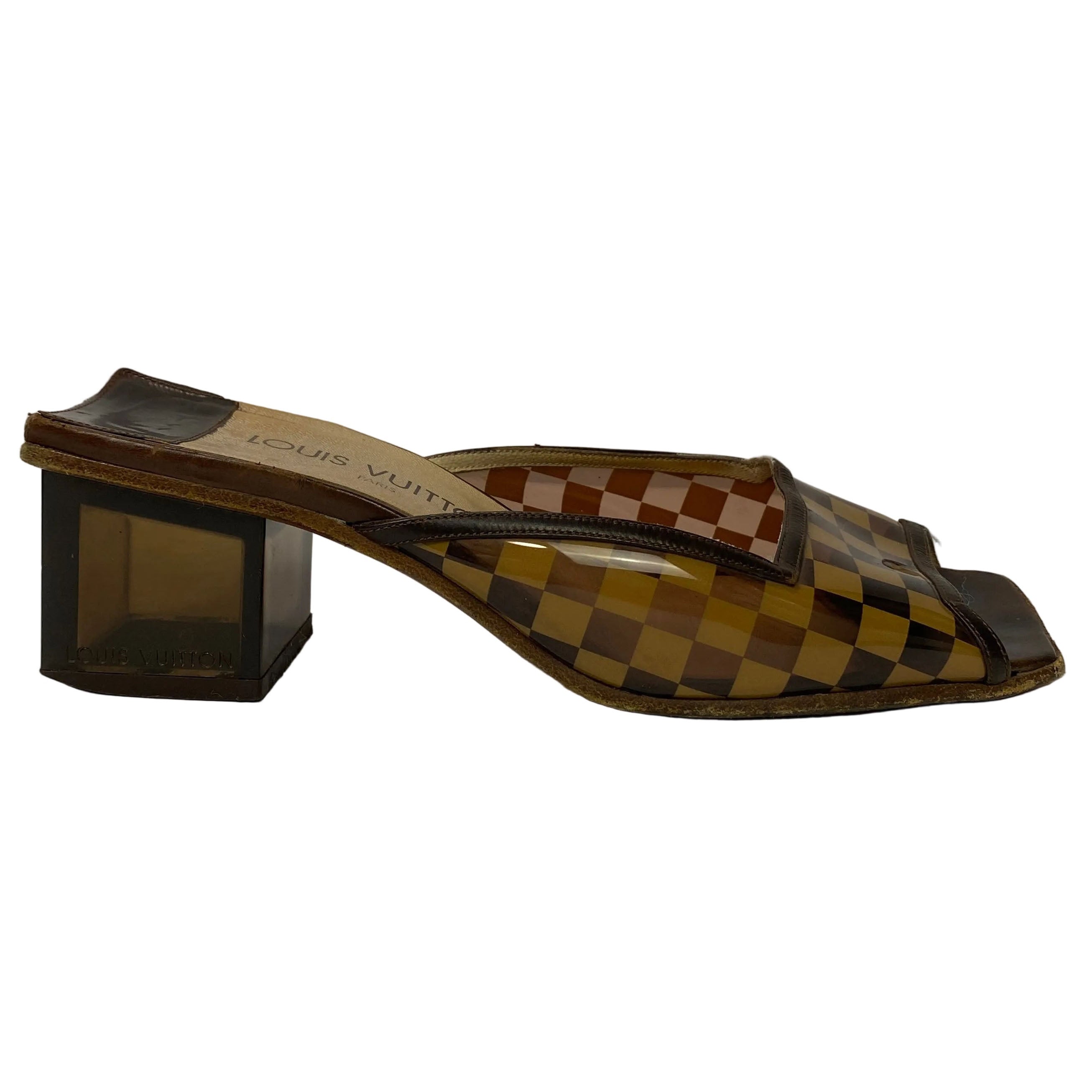 Louis Vuitton Vintage Daimer Sauvage Block Heel Mules 38