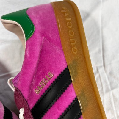 Gucci x Adidas Brand New Pink Velvet Gazelle Trainers UK7