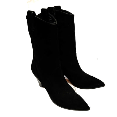 Aquazzura £780 Black Suede Boogie Cowboy Boots 40