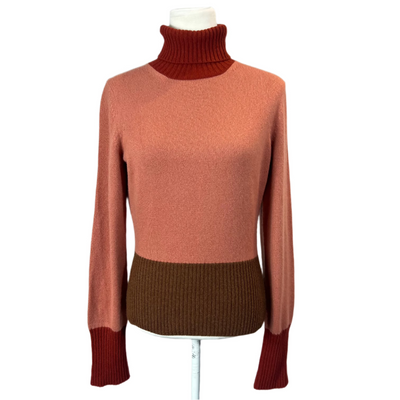 Loro Piana Salmon Terracotta & Cocoa Pure Baby Cashmere Sweater M