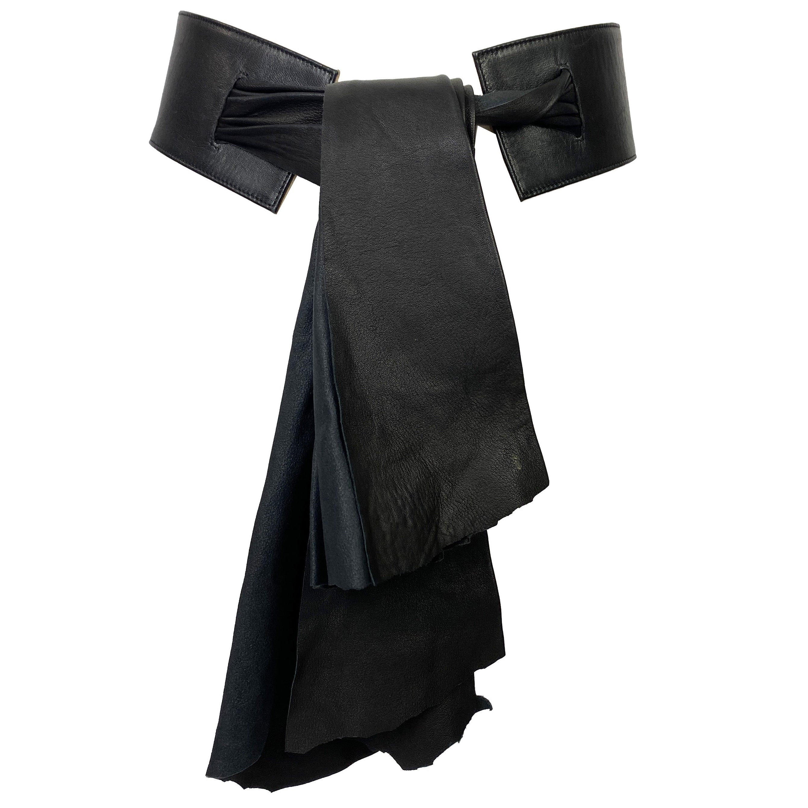 Loewe Vintage Black Nappa Leather Tie Belt XS-S