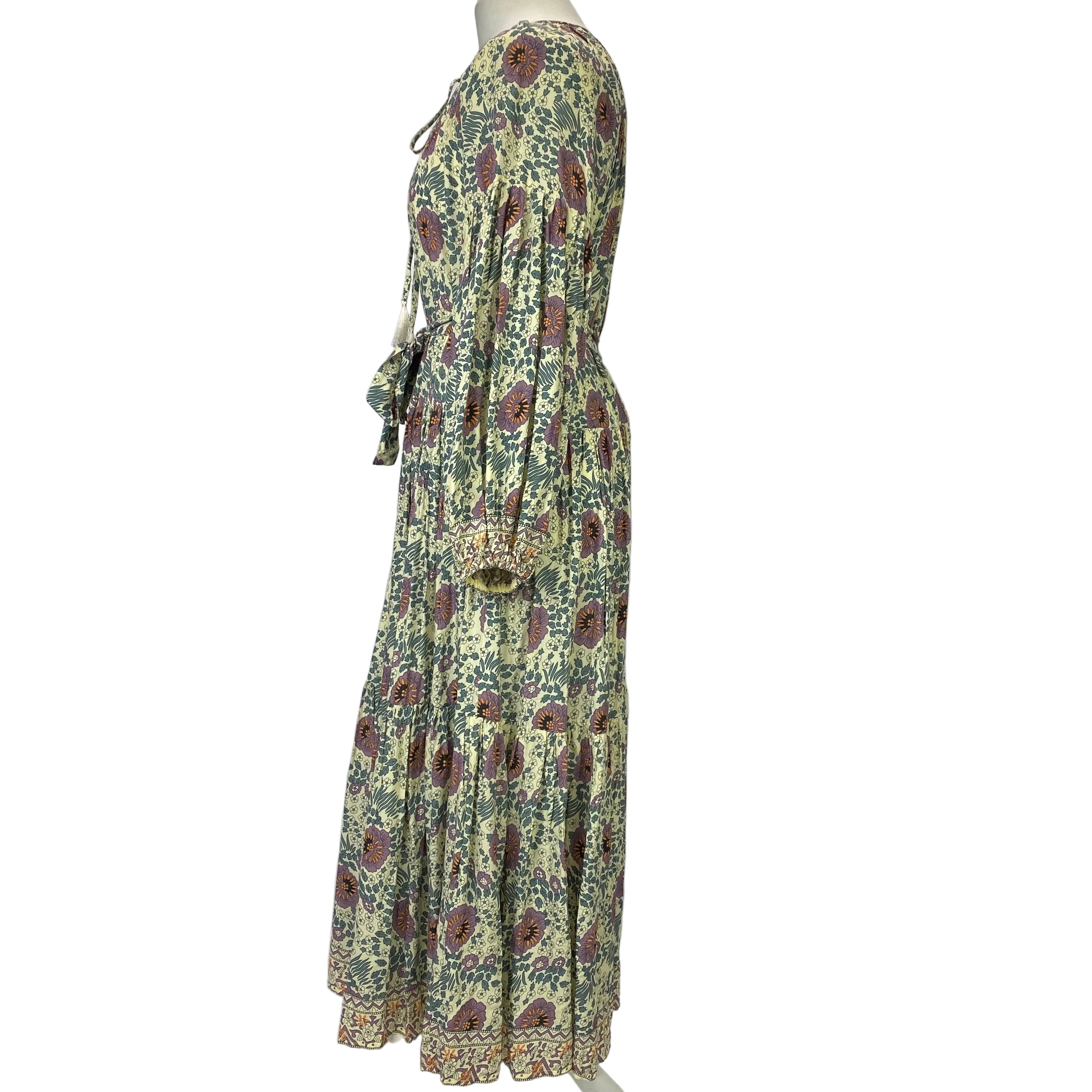 Natalie Martin New Vanilla & Mauve Floral Maxi Dress S
