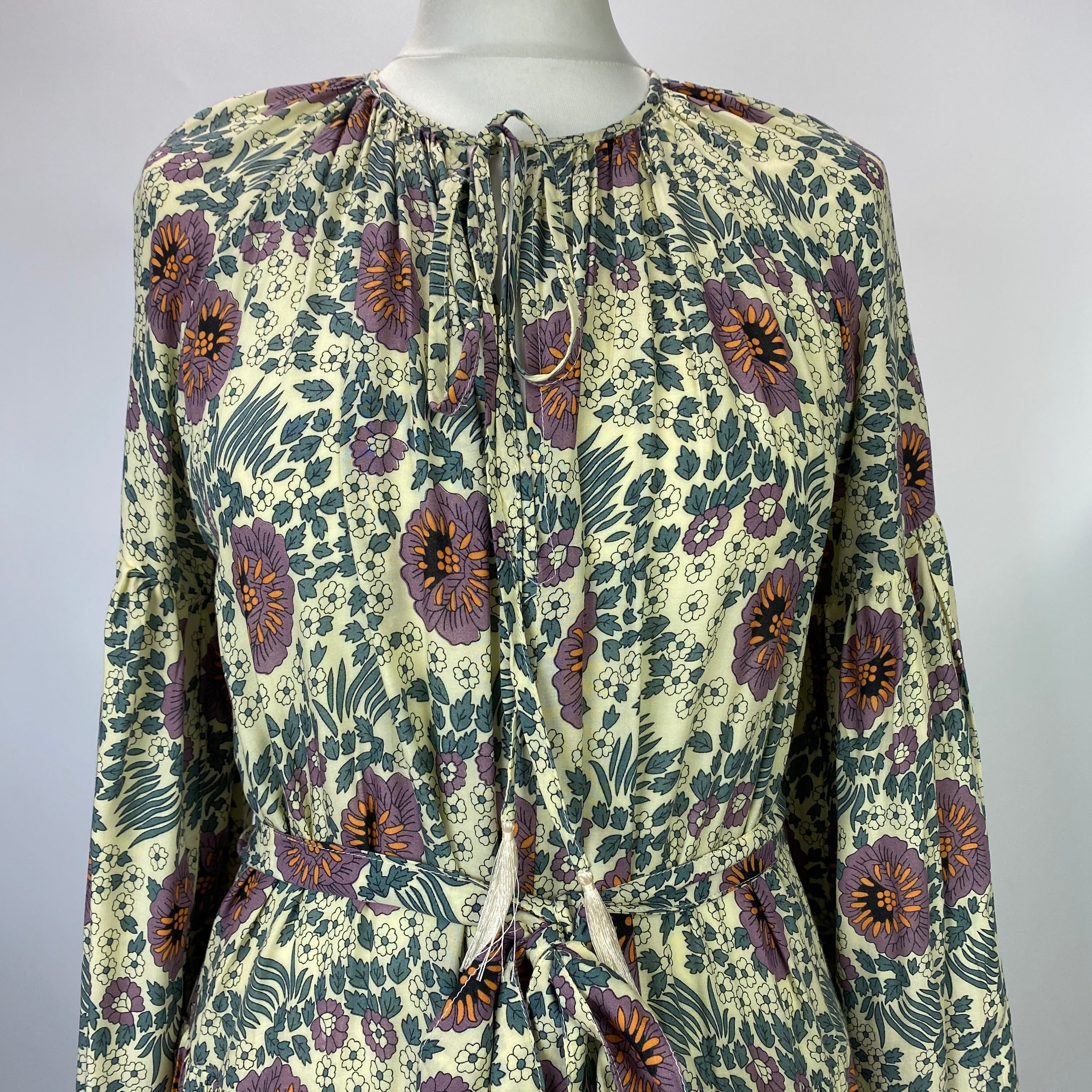 Natalie Martin New Vanilla & Mauve Floral Maxi Dress S