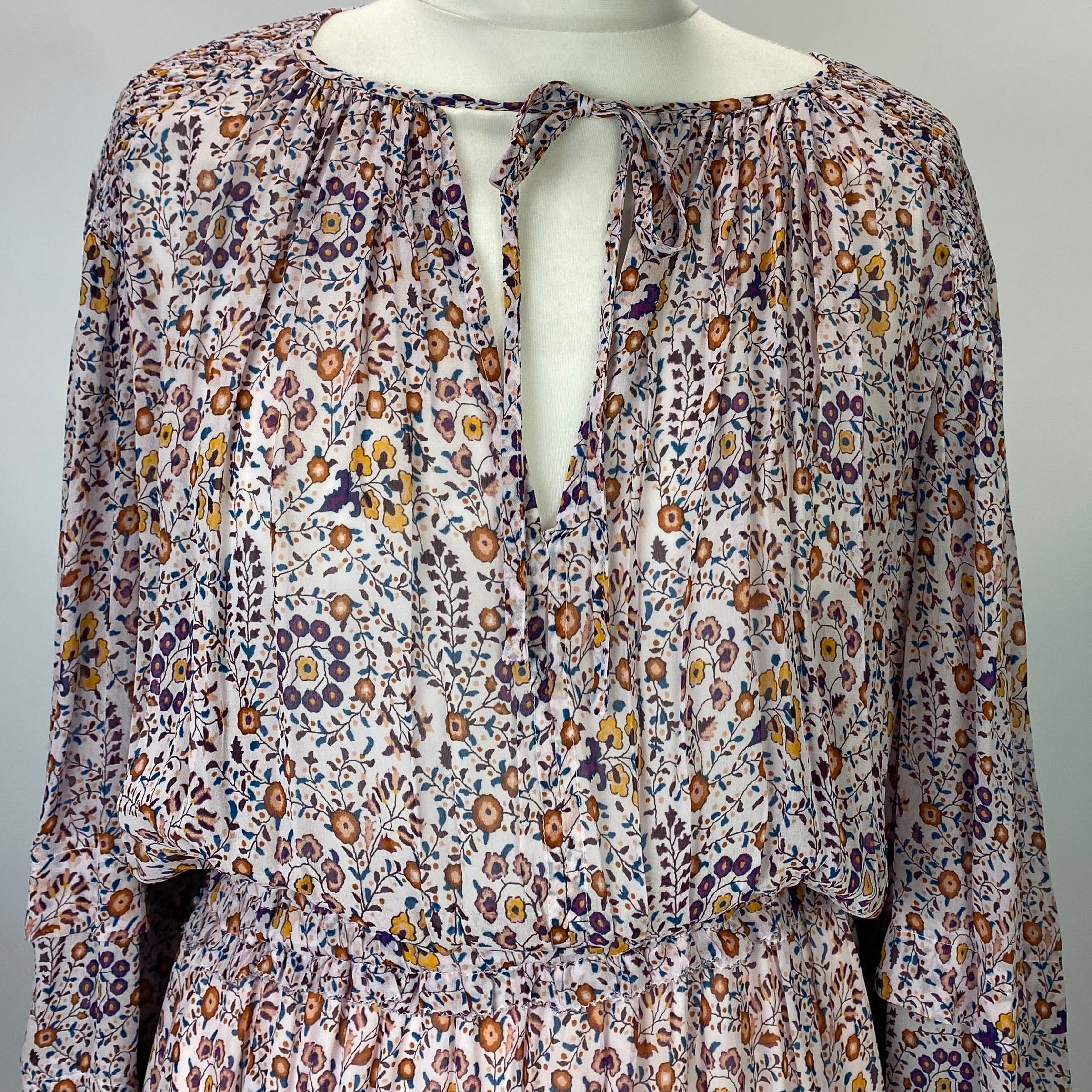 Isabel Marant Etoile New £720 Ivory Floral Chiffon Naema Maxi Dress M