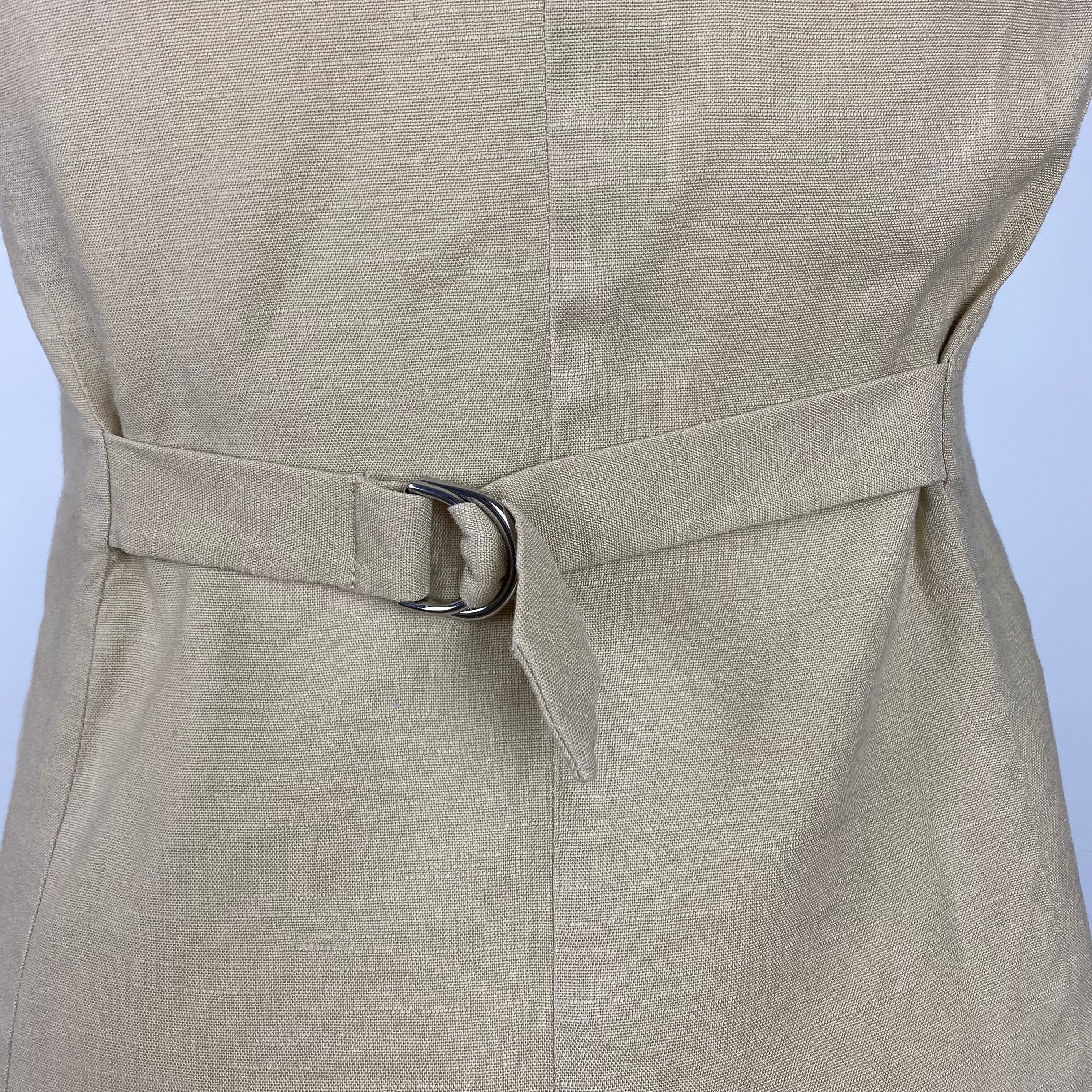 Veronica Beard £360 Sand Linen Mix Liff Waistcoat XXS