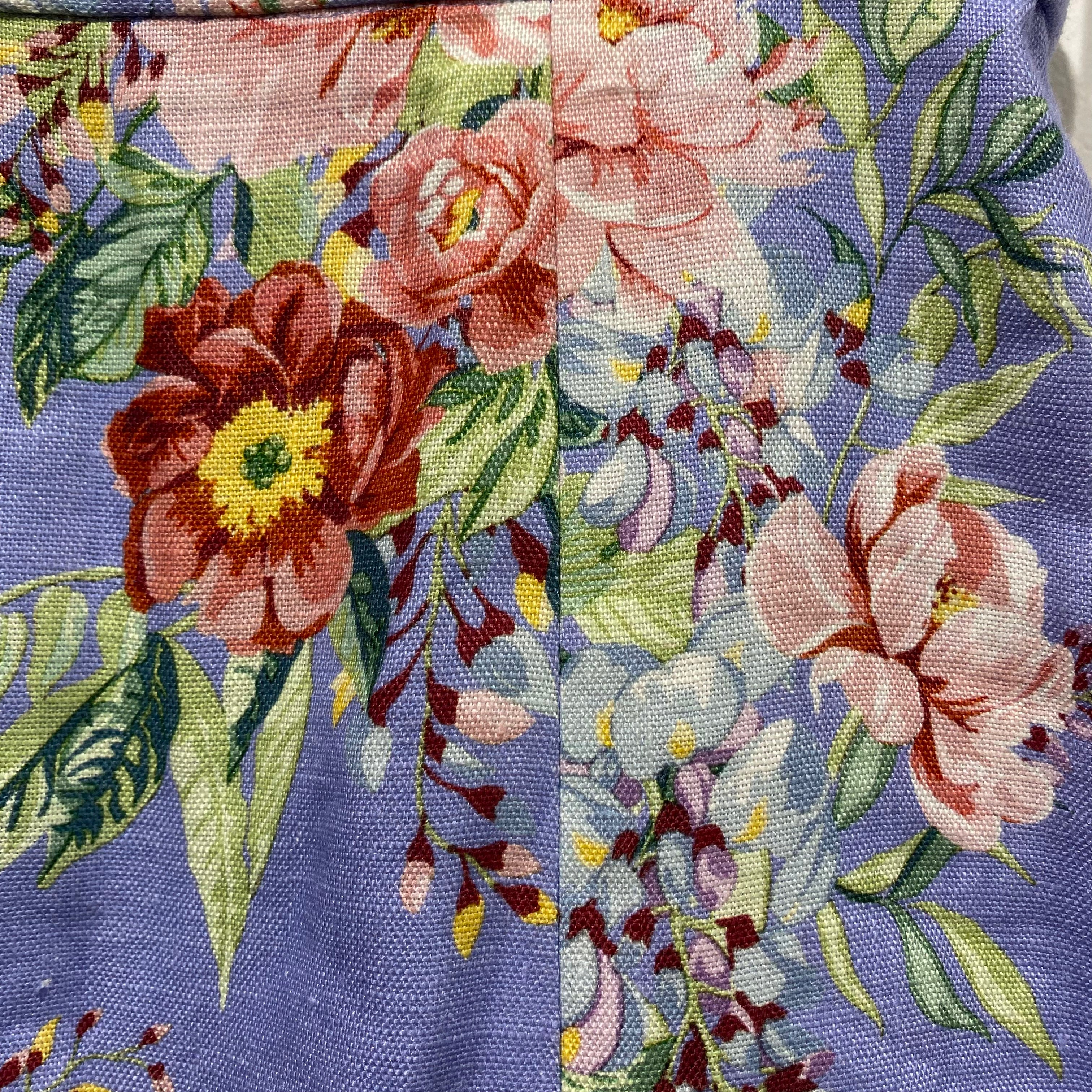 Zimmermann New Sky Blue Floral Linen Mini Skirt XS