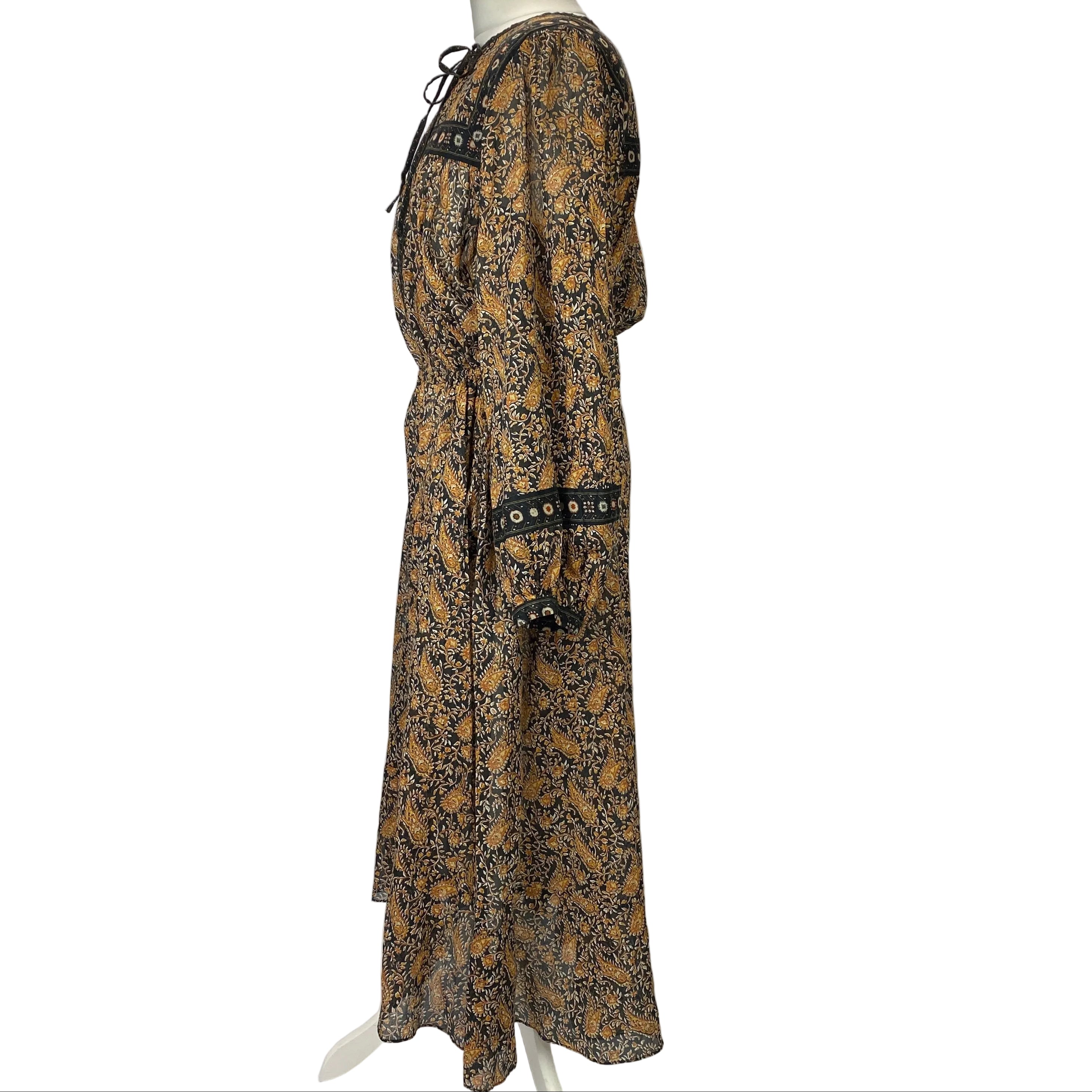 Isabel Marant Etoile New £480 Black & Camel Greila Maxi Dress XS